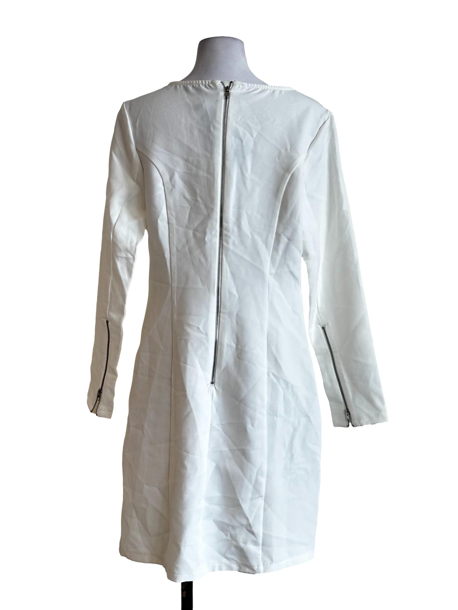 Daisy White Square Neck Button Dress