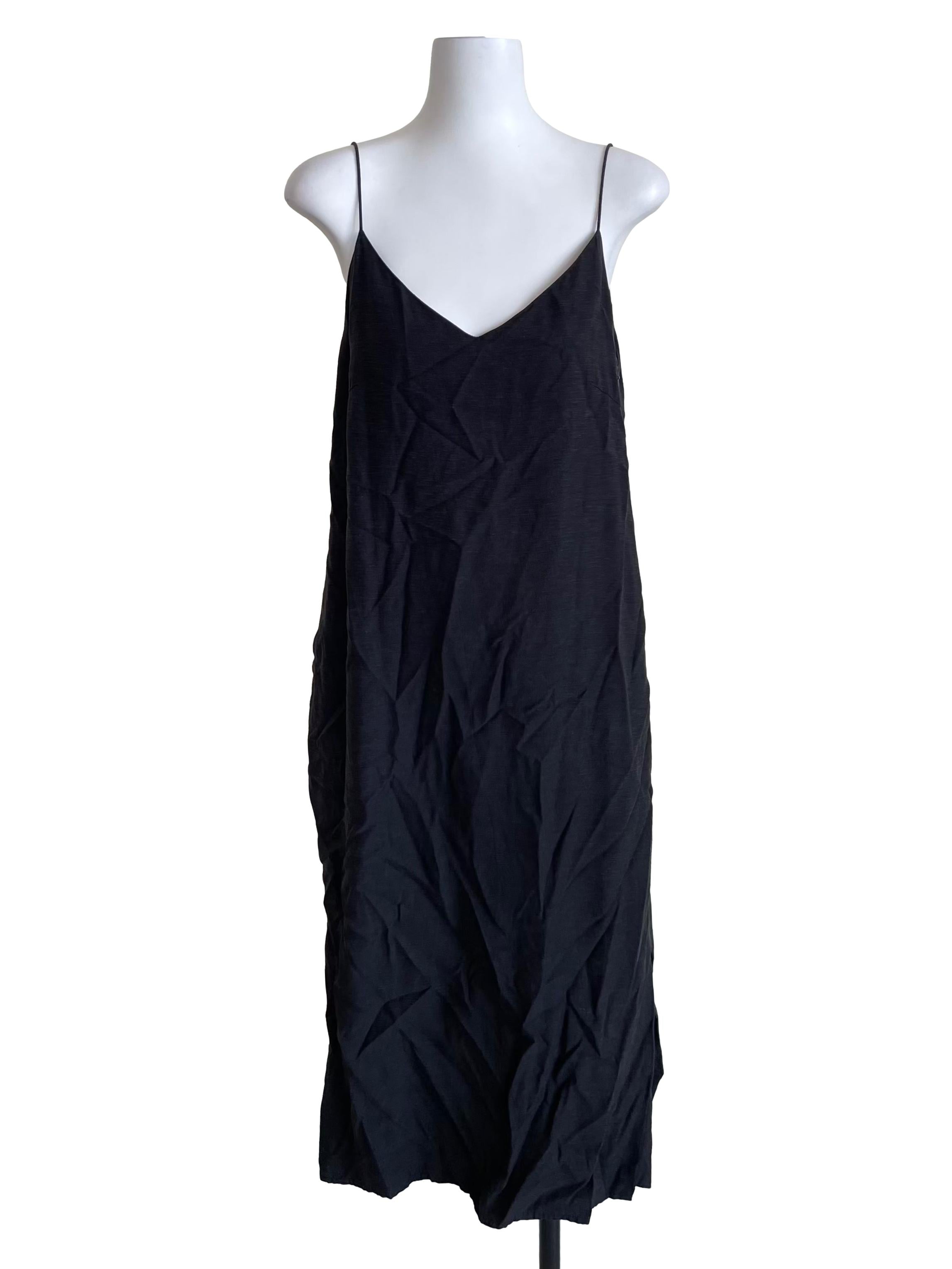 Black Linen Slip Dress OSN