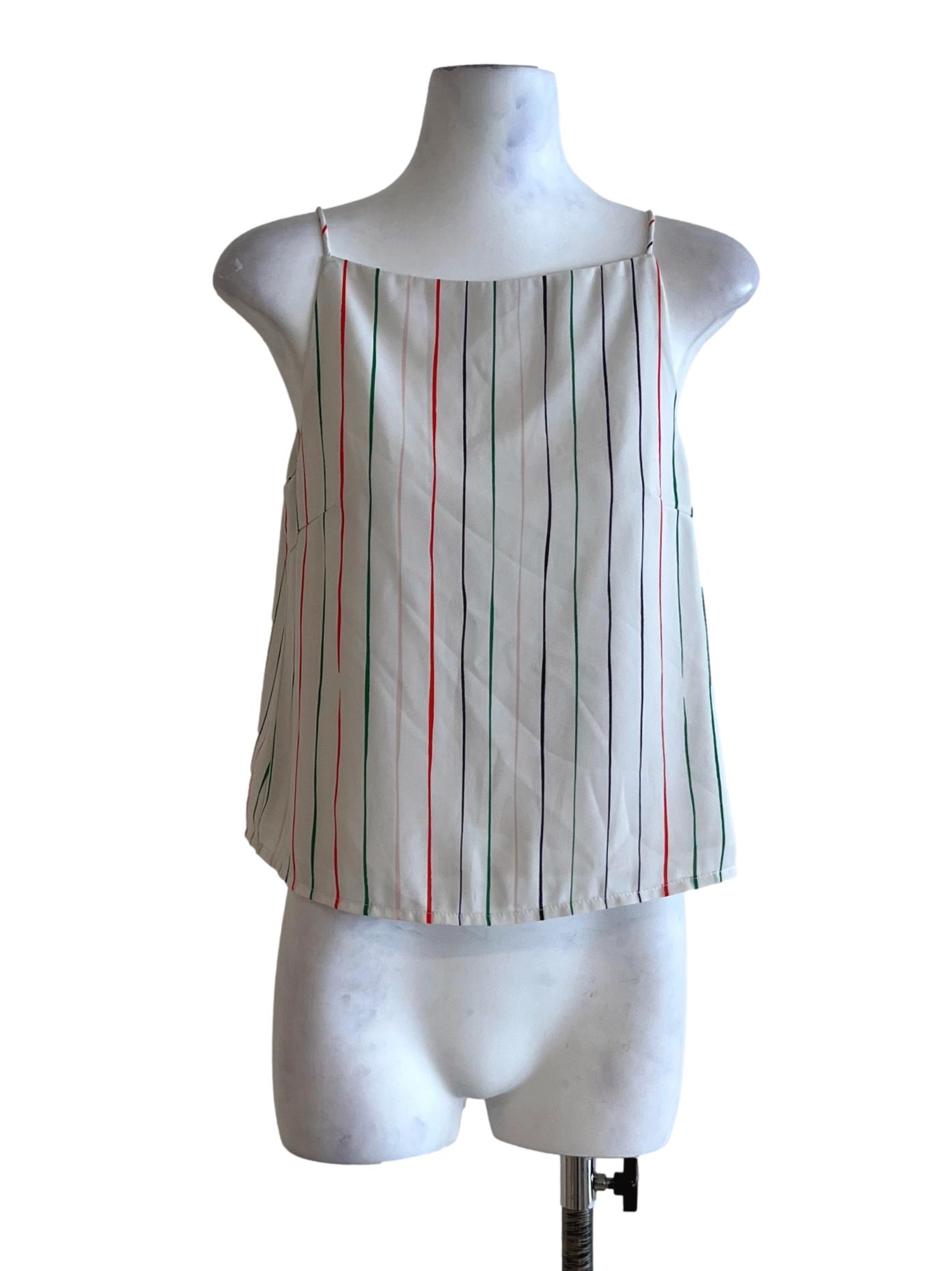 White Pencil Stripe Sleeveless Top LB
