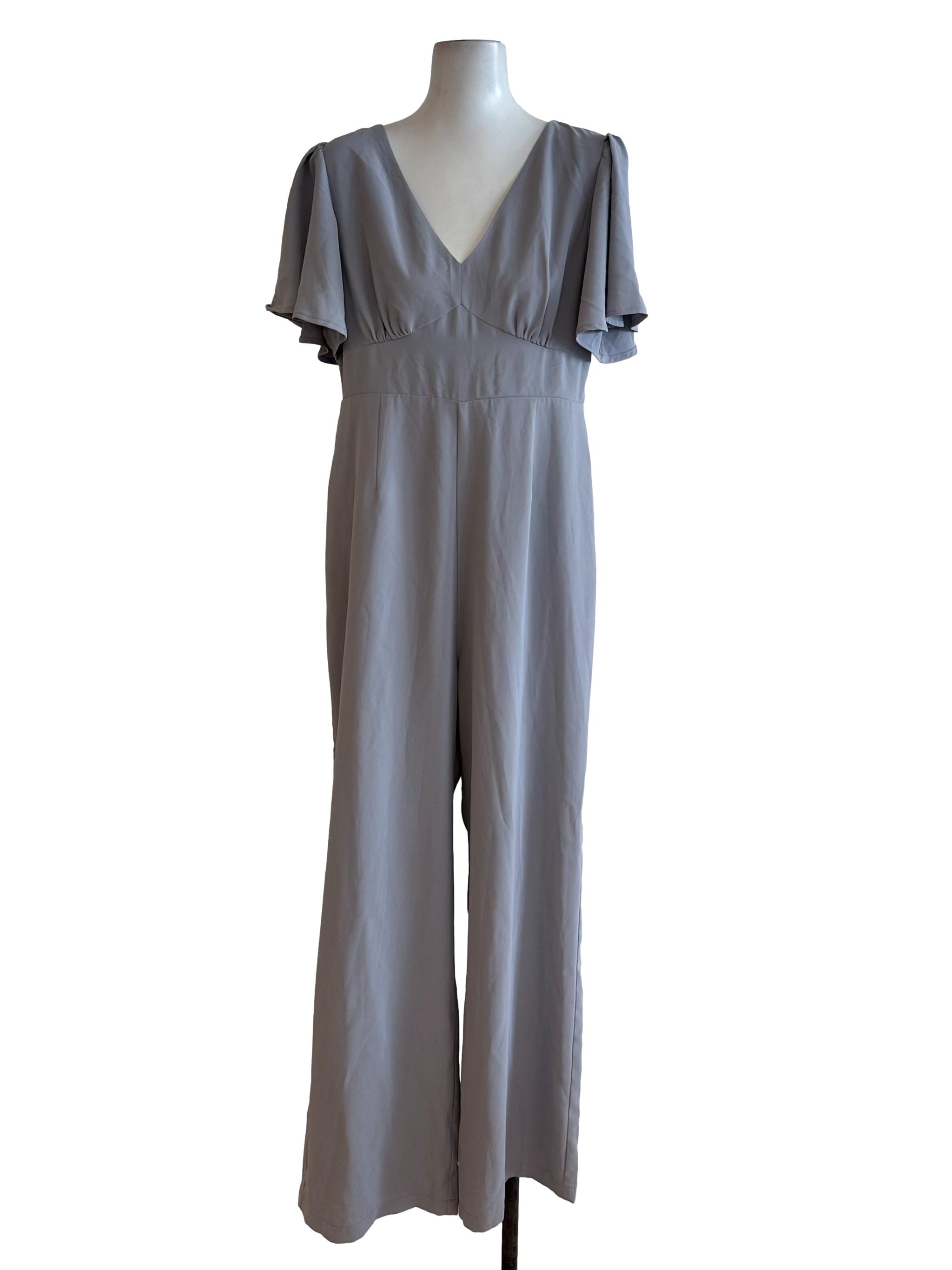 Light Grey V Neck Jumpsuit
