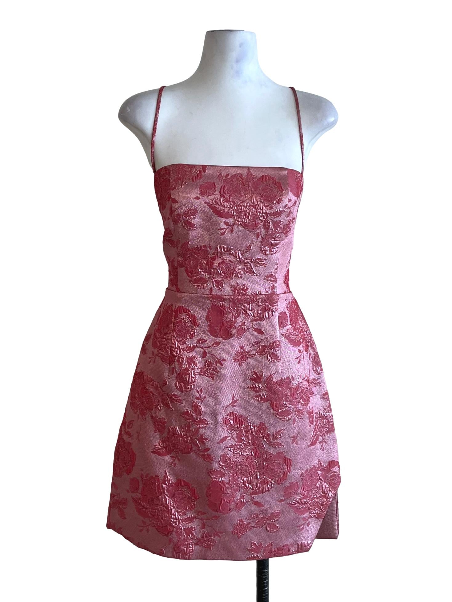 Rouge Pink Spaghetti Strap A-Line Dress