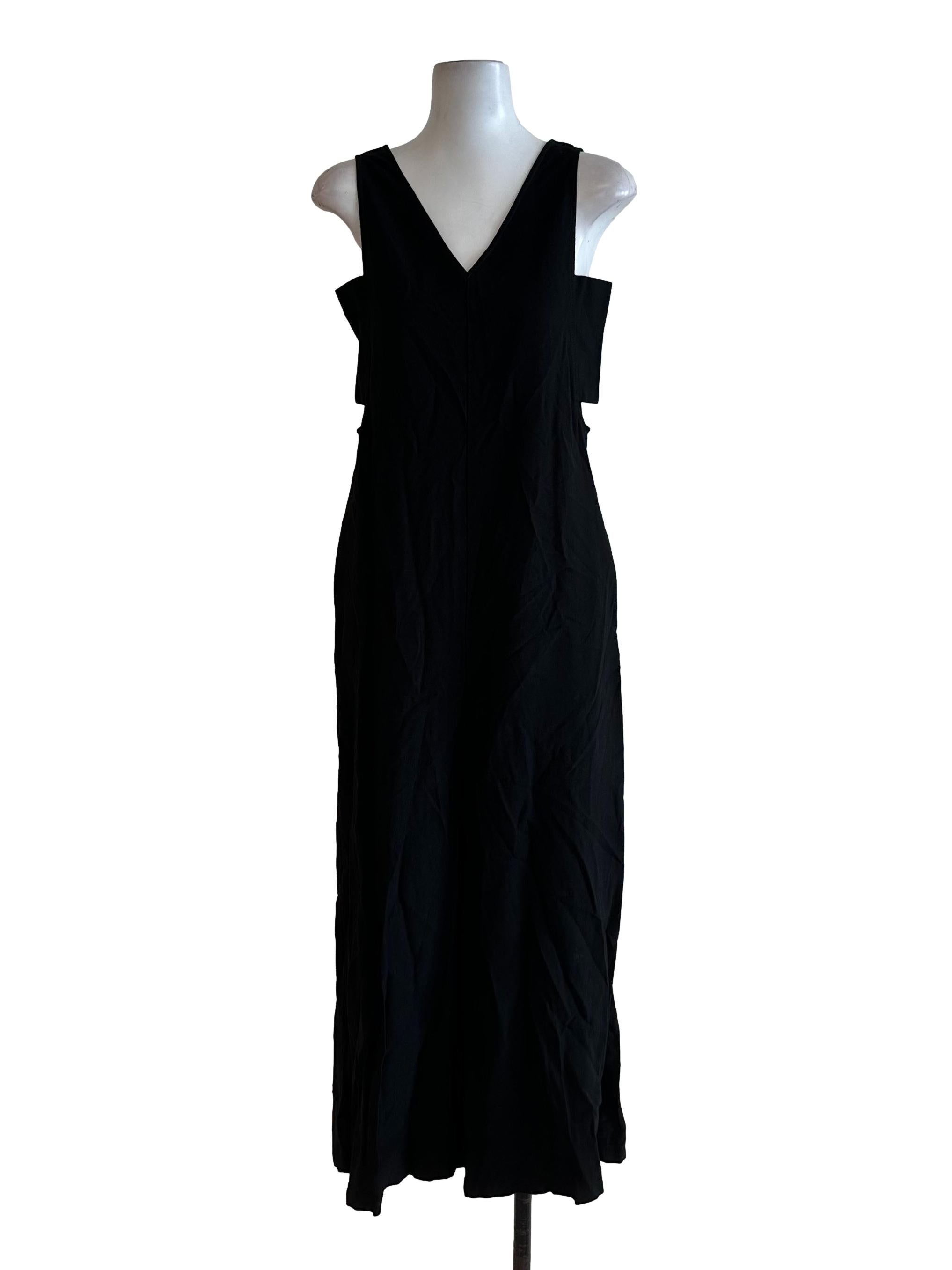 Raven Black V Neck Side Open Jumpsuit
