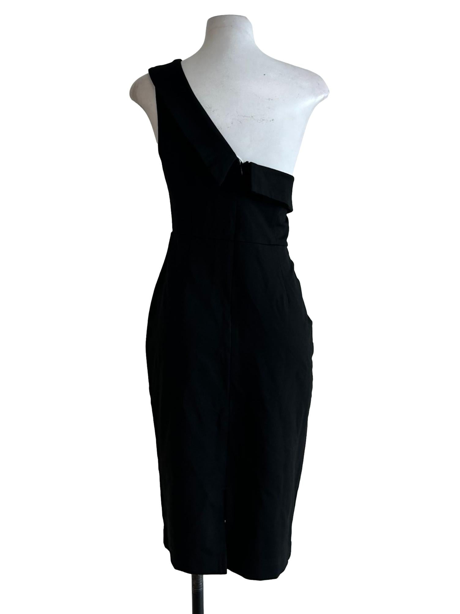 Black Asymmetric Neckline Dress