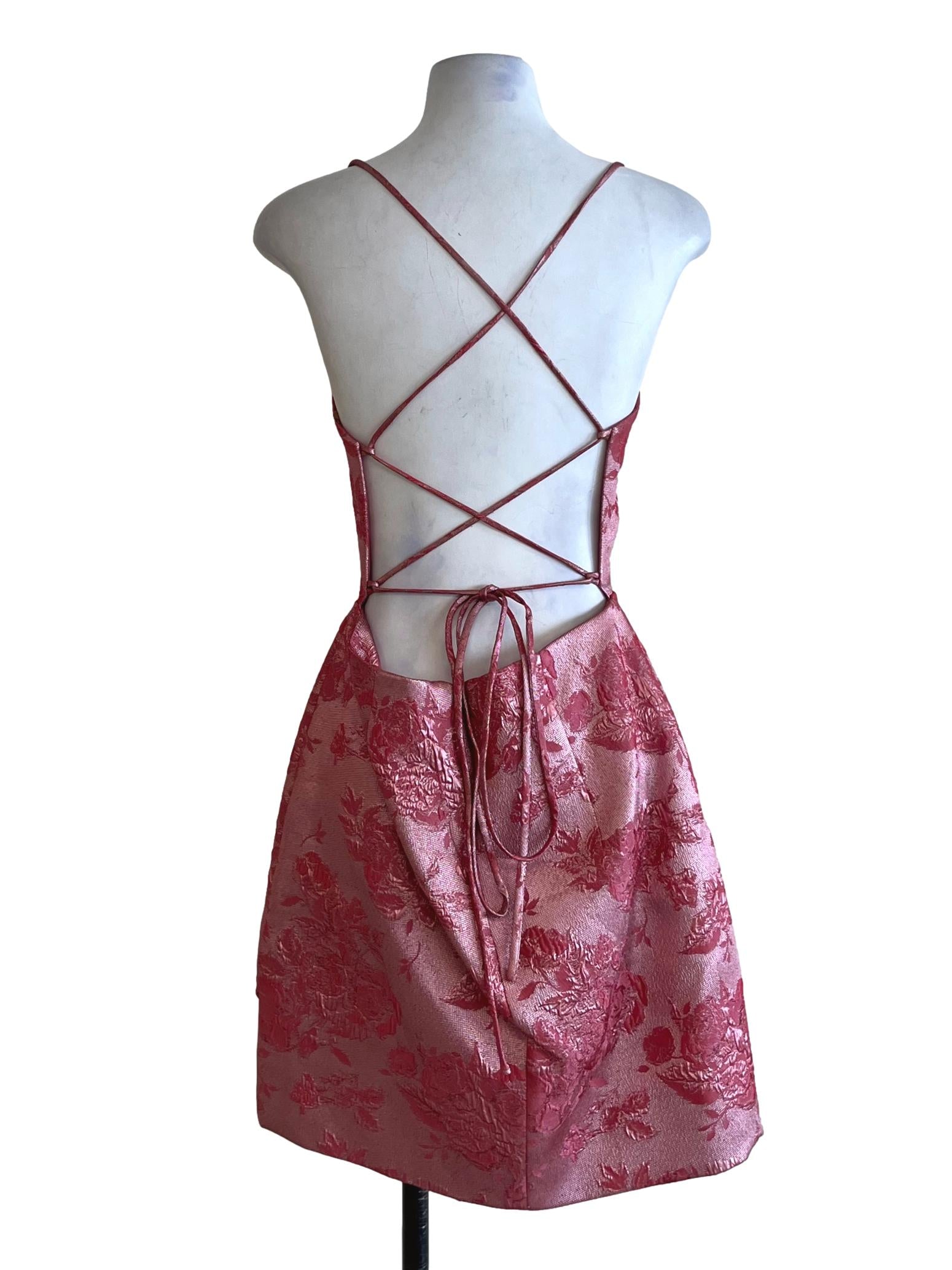 Rouge Pink Spaghetti Strap A-Line Dress
