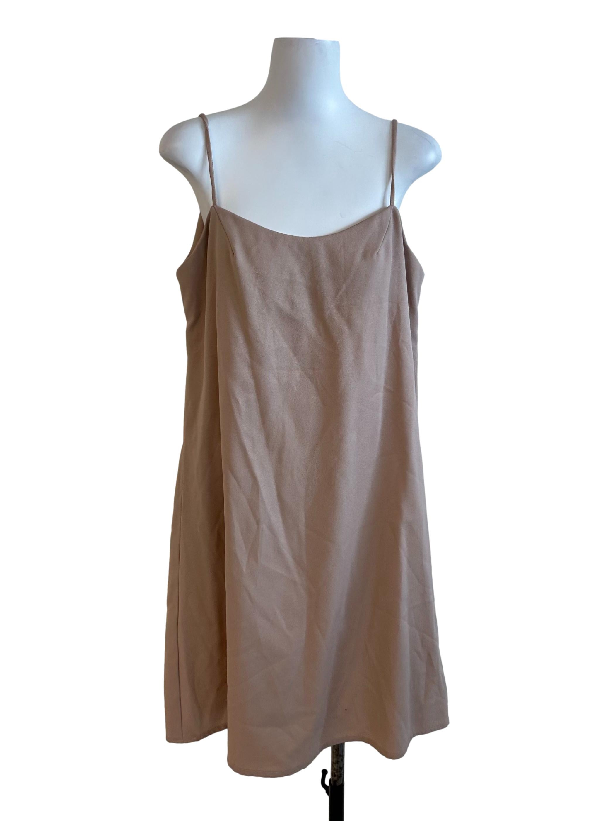 Sand Beige Spaghetti Strap Shift Dress