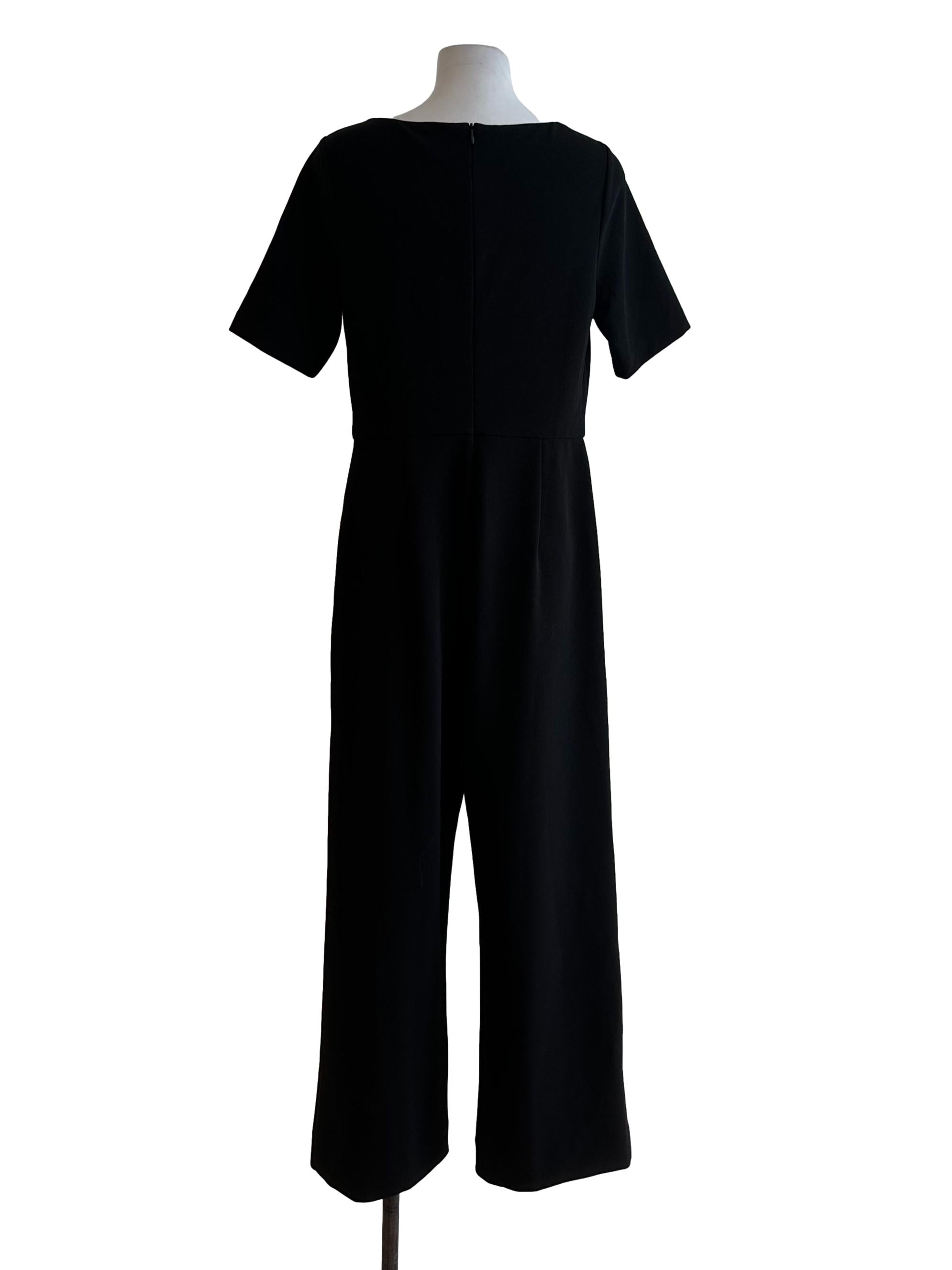 Onyx Black Square Neck Button Jumpsuit