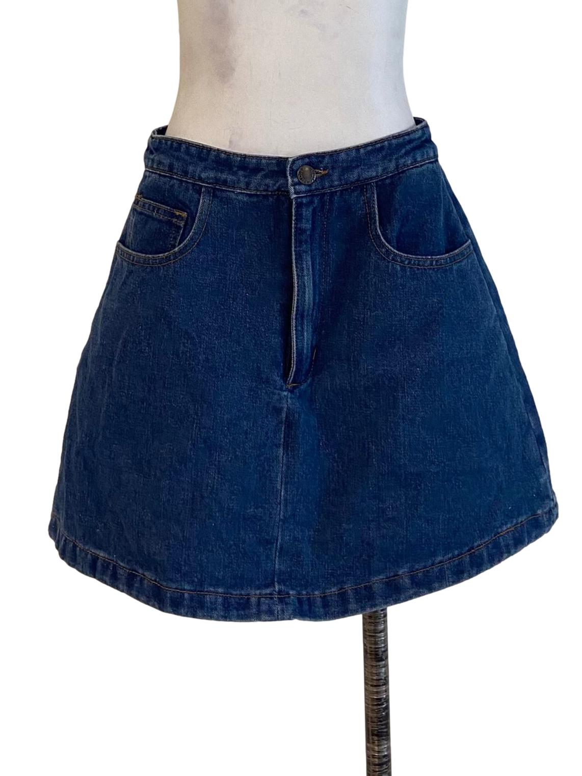 Blue Herringbone Jeans Skorts