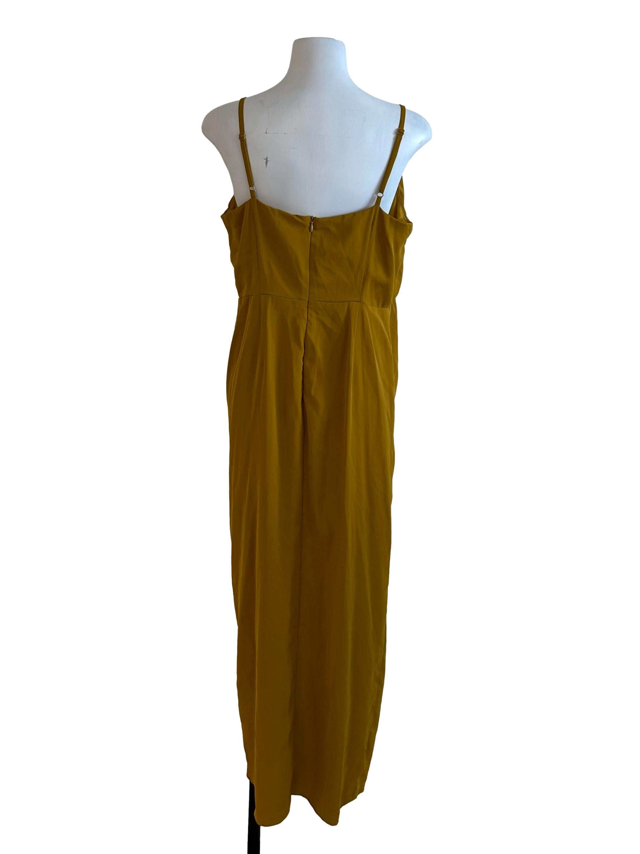 Mustard Yellow V Neck Ruffle Dress