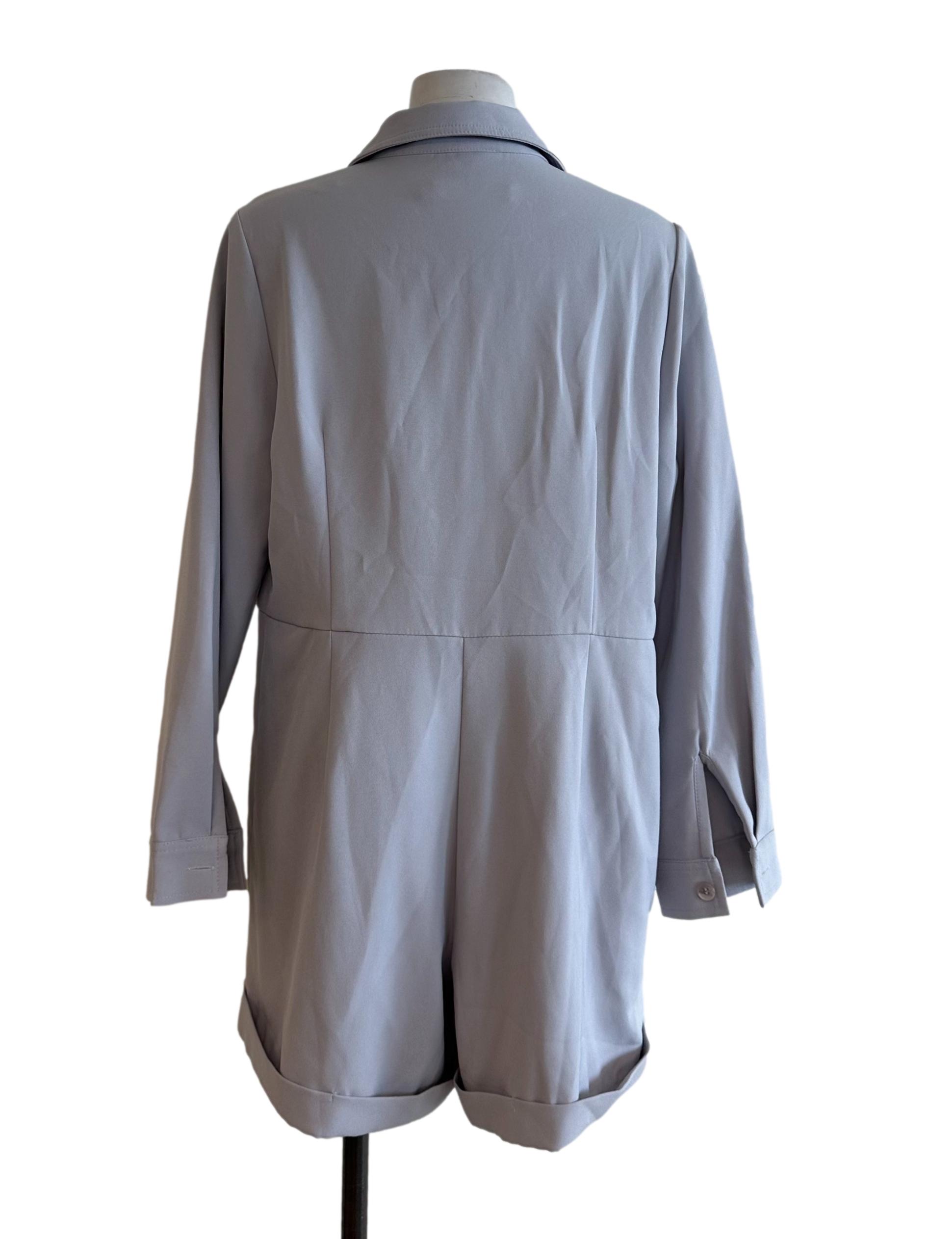 Ash Grey Collar Long Sleeve Rompers