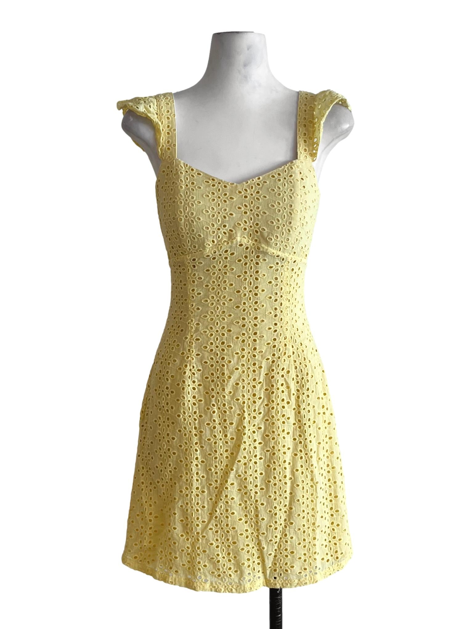 Banana Yellow Sweetheart Neckline Babydoll Dress LB