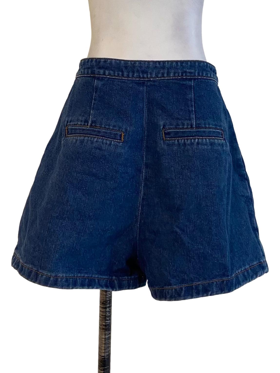 Blue Herringbone Jeans Skorts