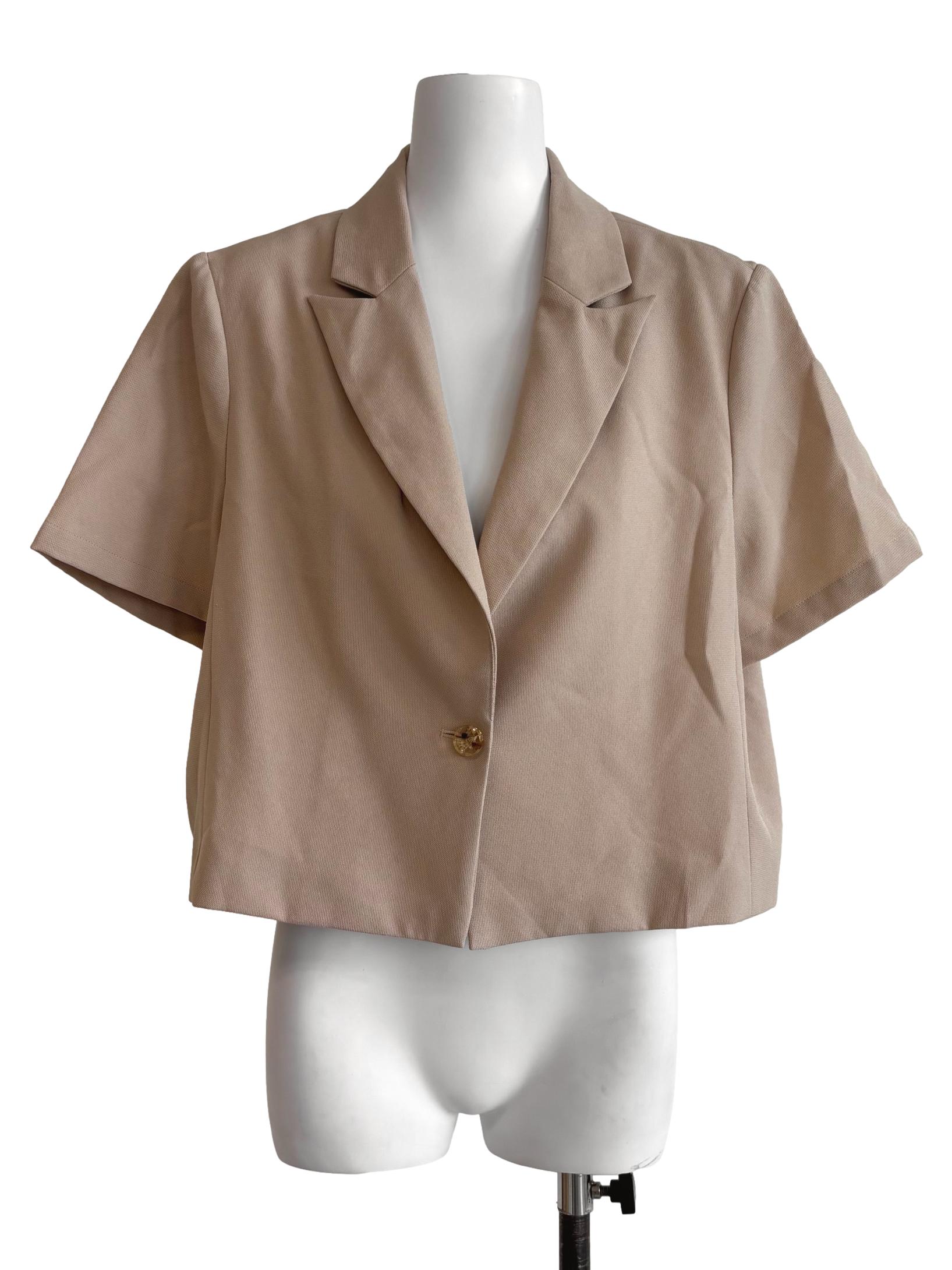 Wheat Beige Short Sleeve Outerwear
