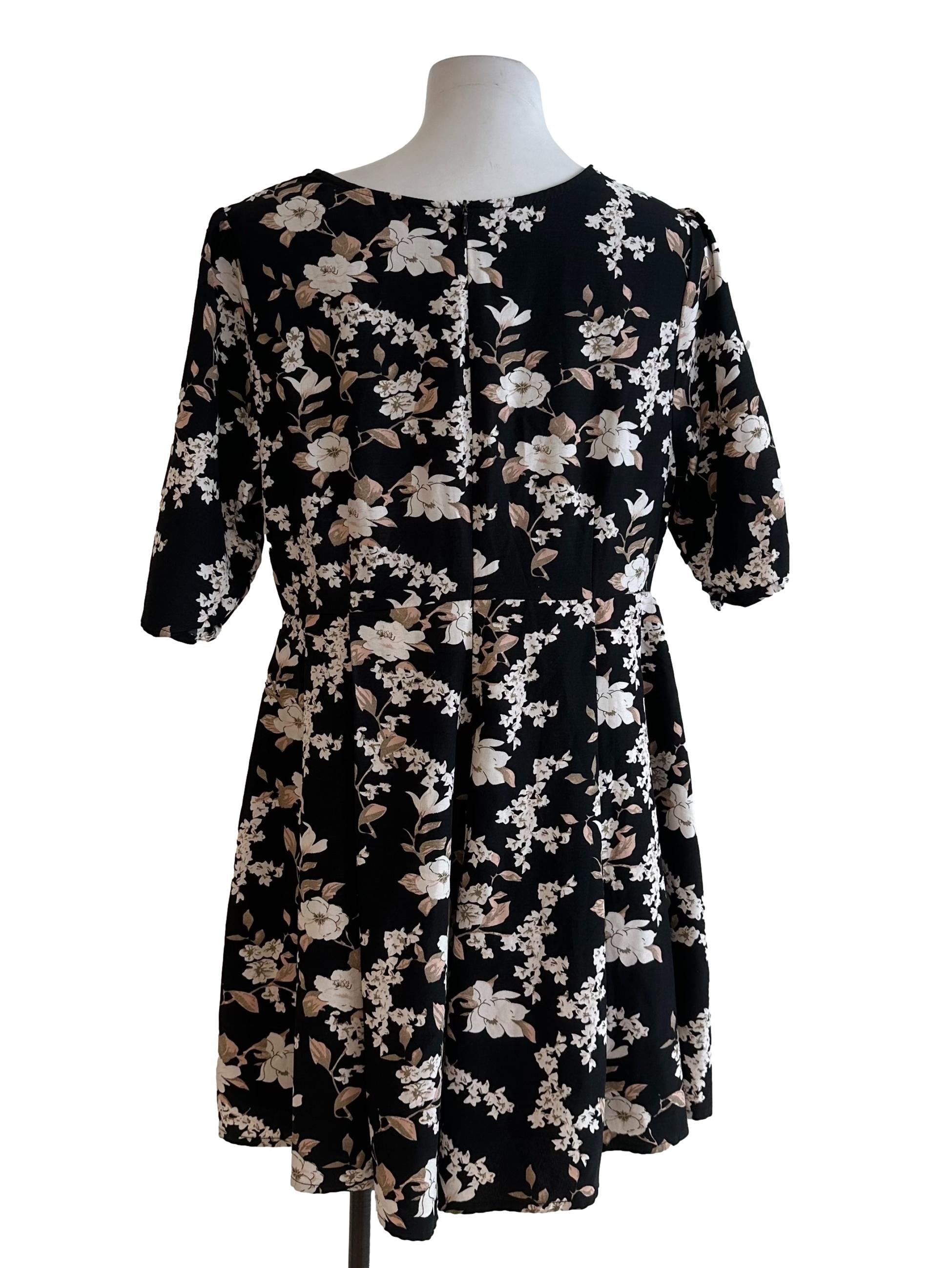 Rich Black Floral V Neck Rompers