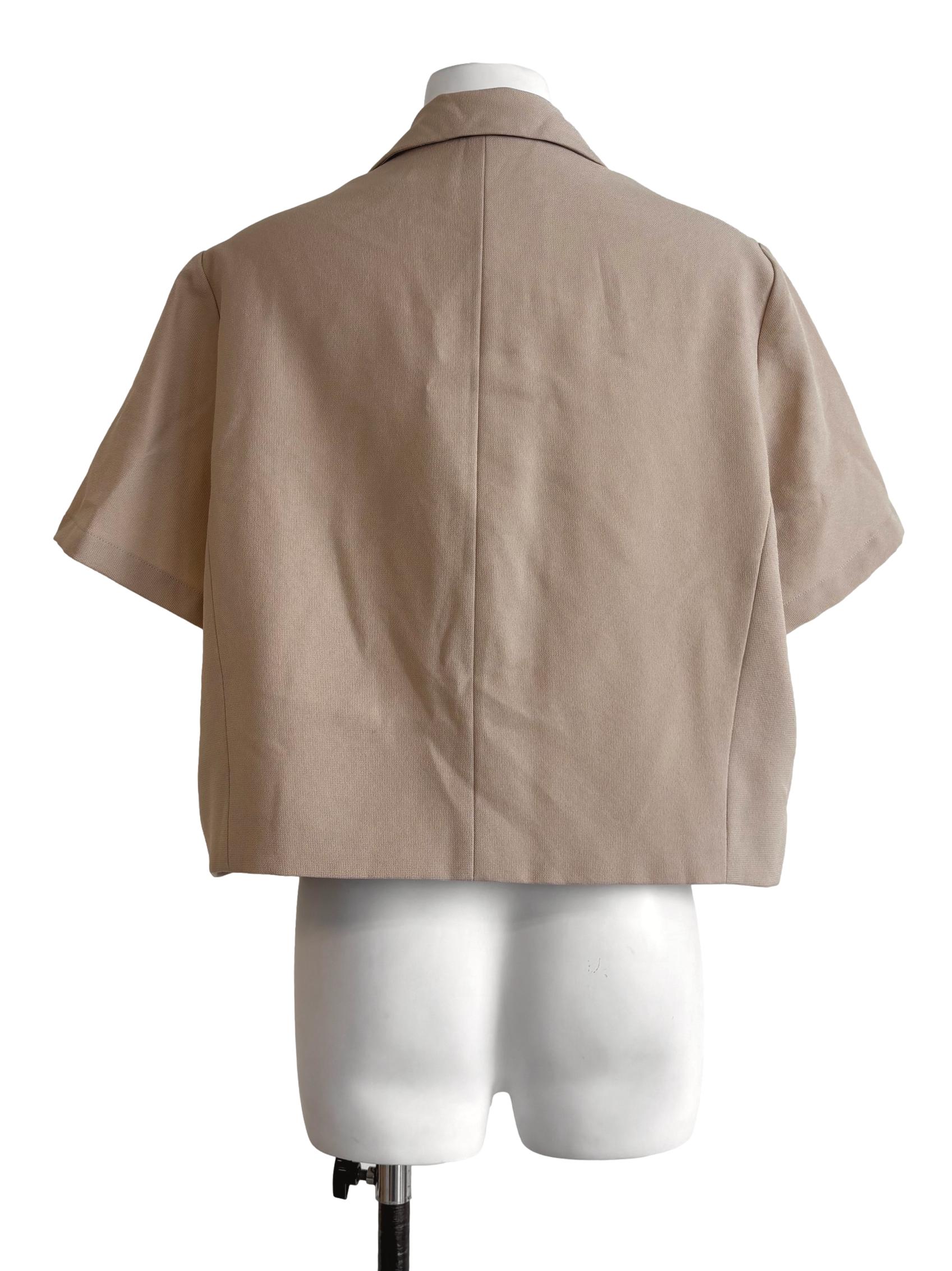 Wheat Beige Short Sleeve Outerwear