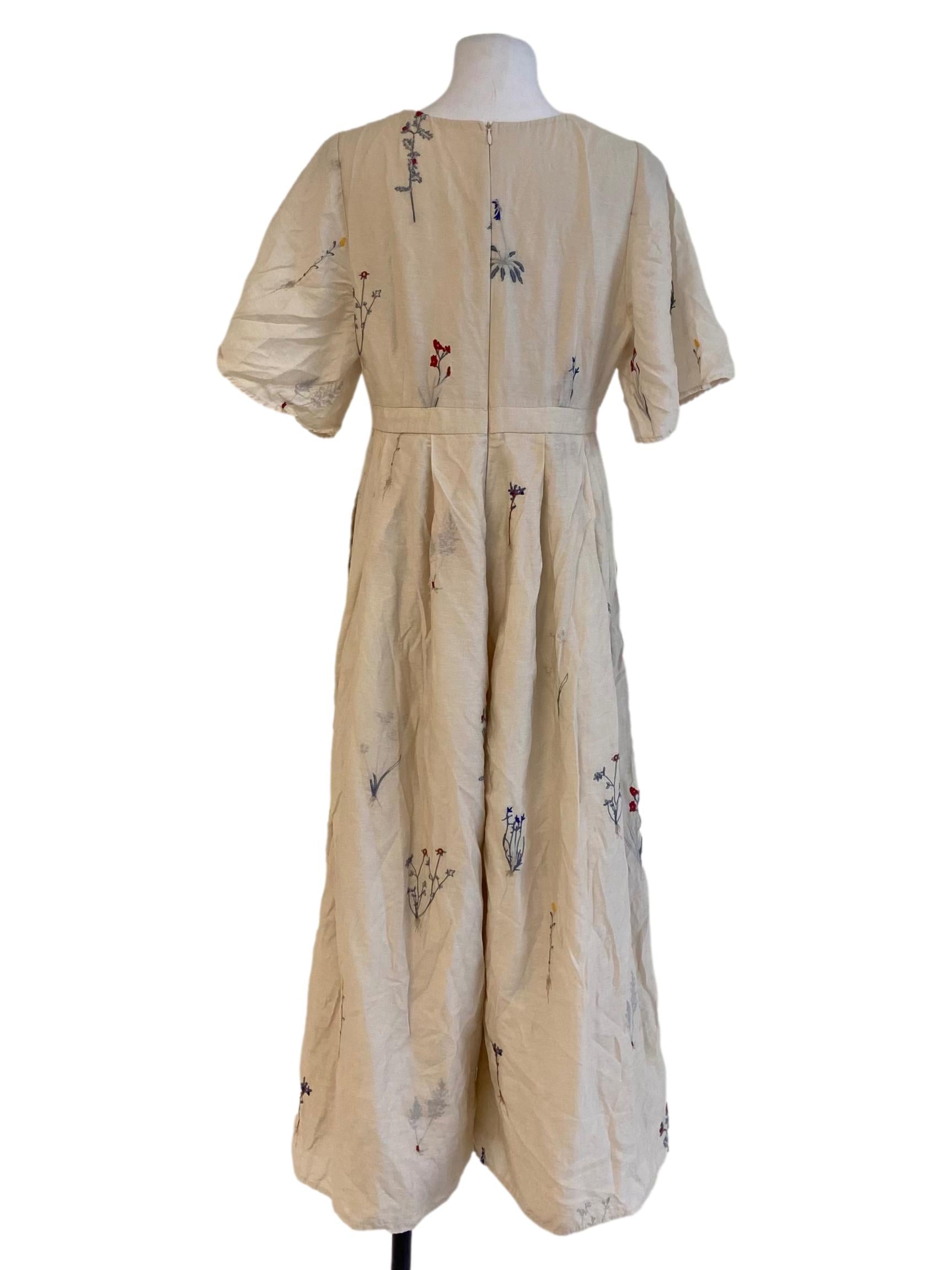 Parchment Beige And Floral V Neck Jumpsuit