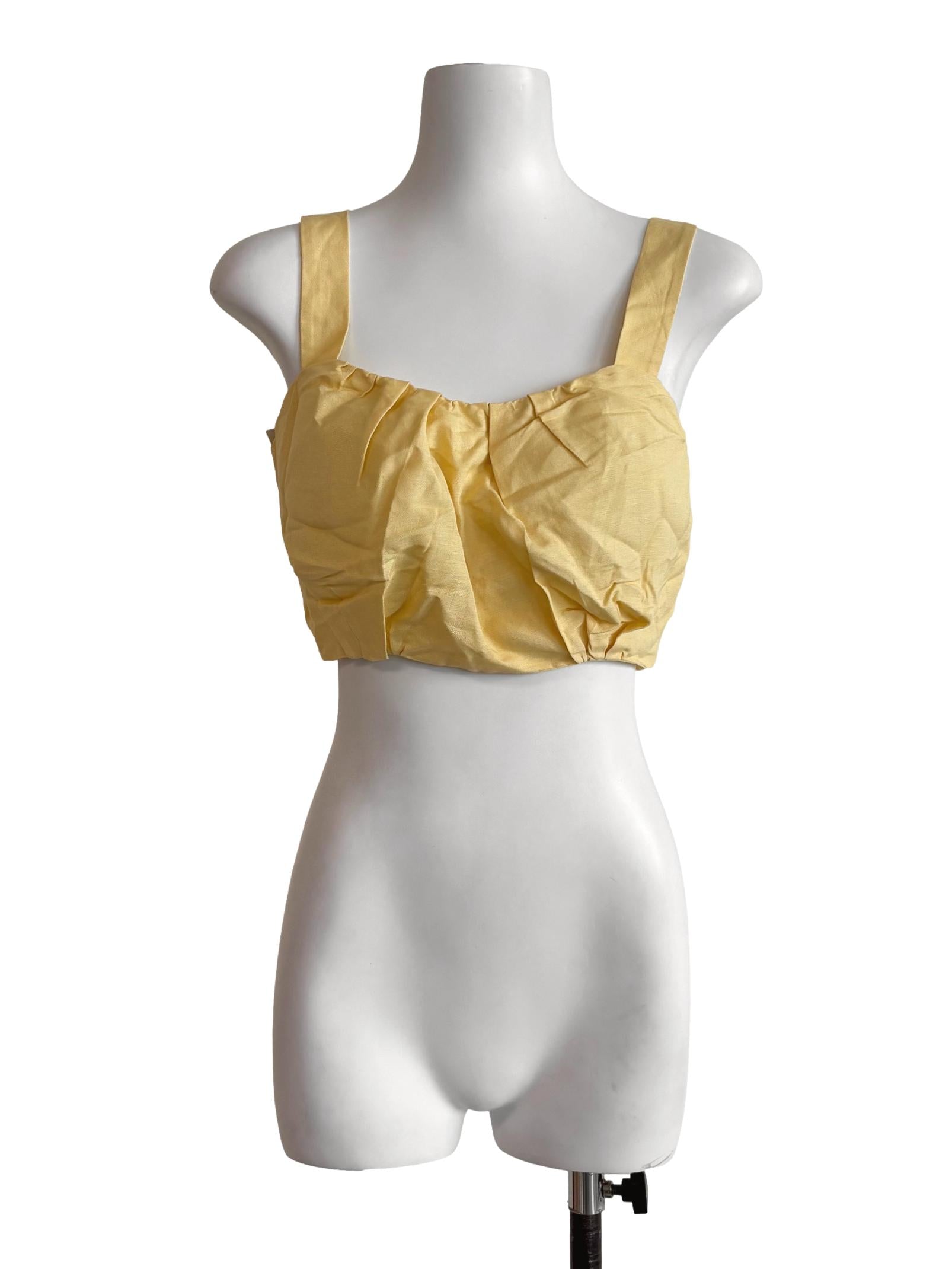 Butter Yellow Sweetheart Linen Top LB