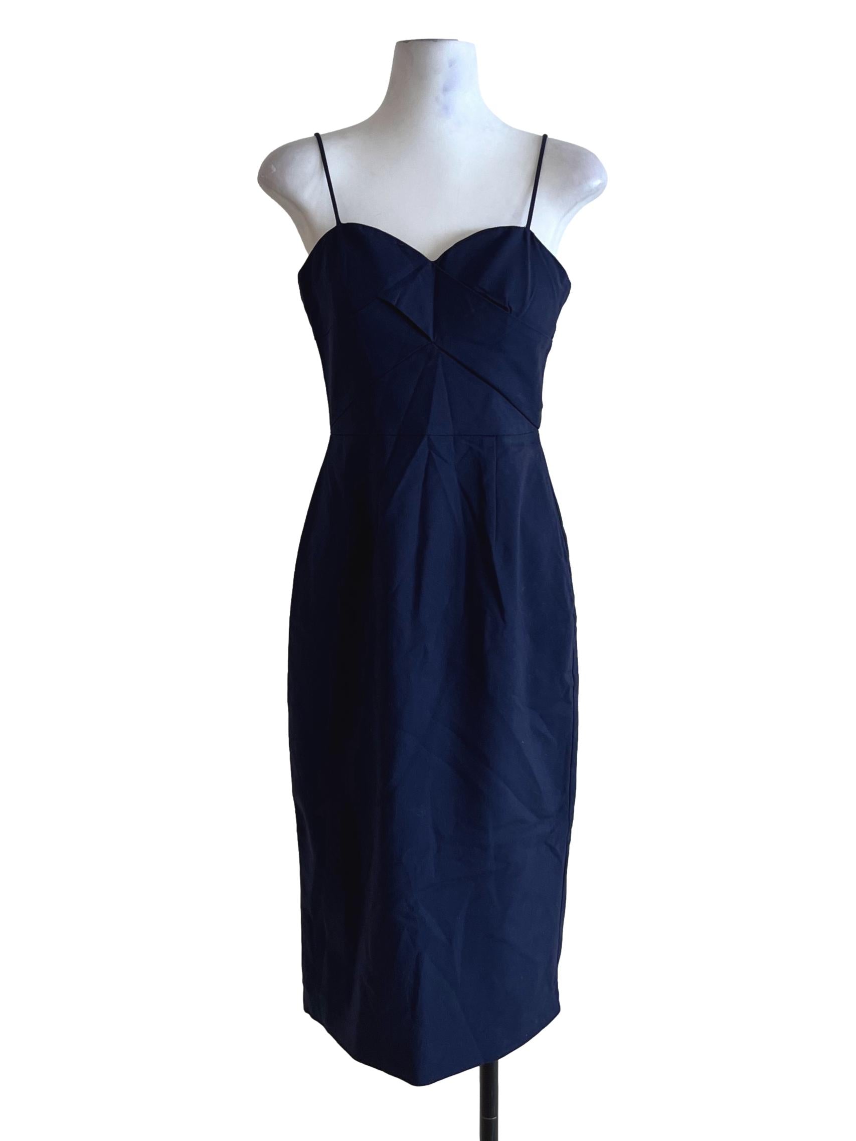 Navy Blue Spaghetti Strap A-Line Dress LB