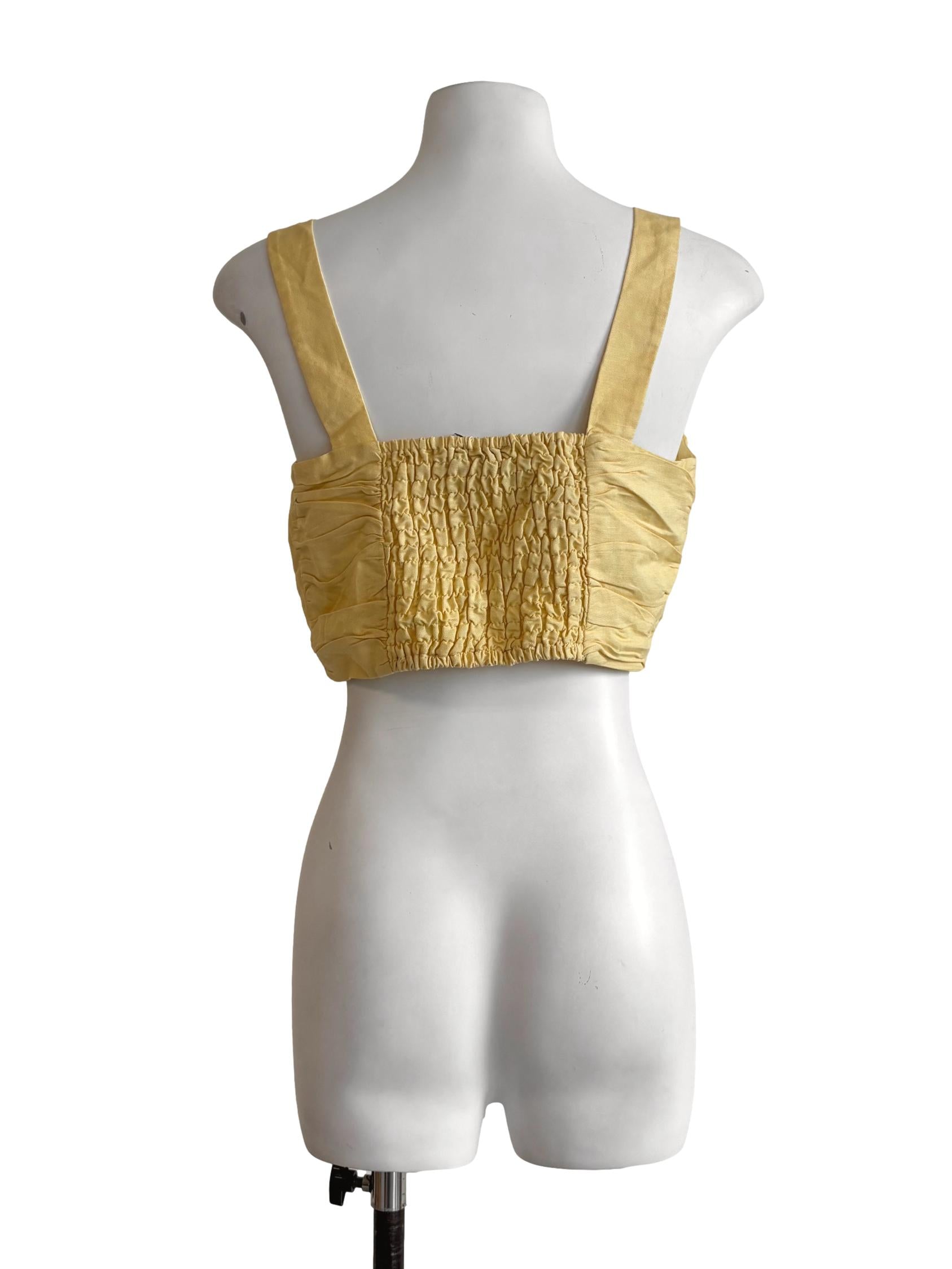 Butter Yellow Sweetheart Linen Top LB