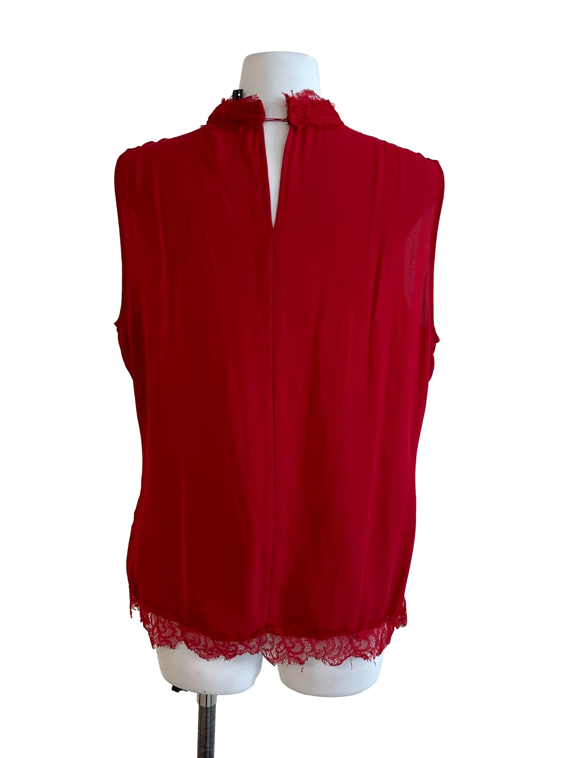 Chili Red High Neck Lace Top