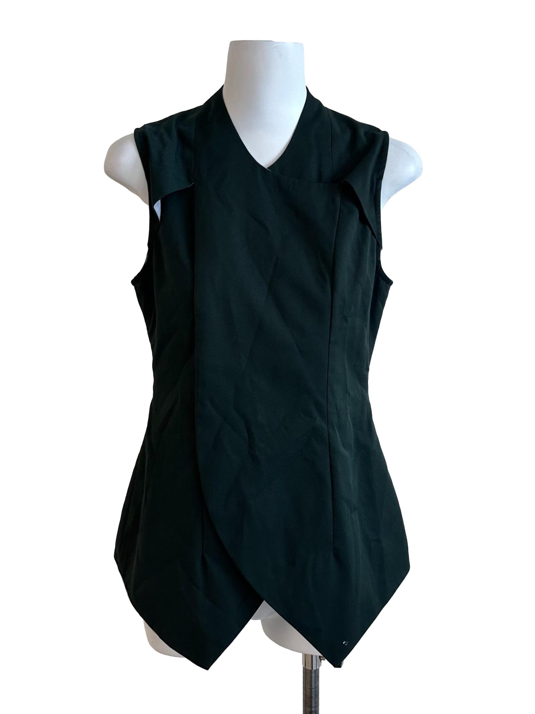 Dark Green V Neck Asymmetric Top