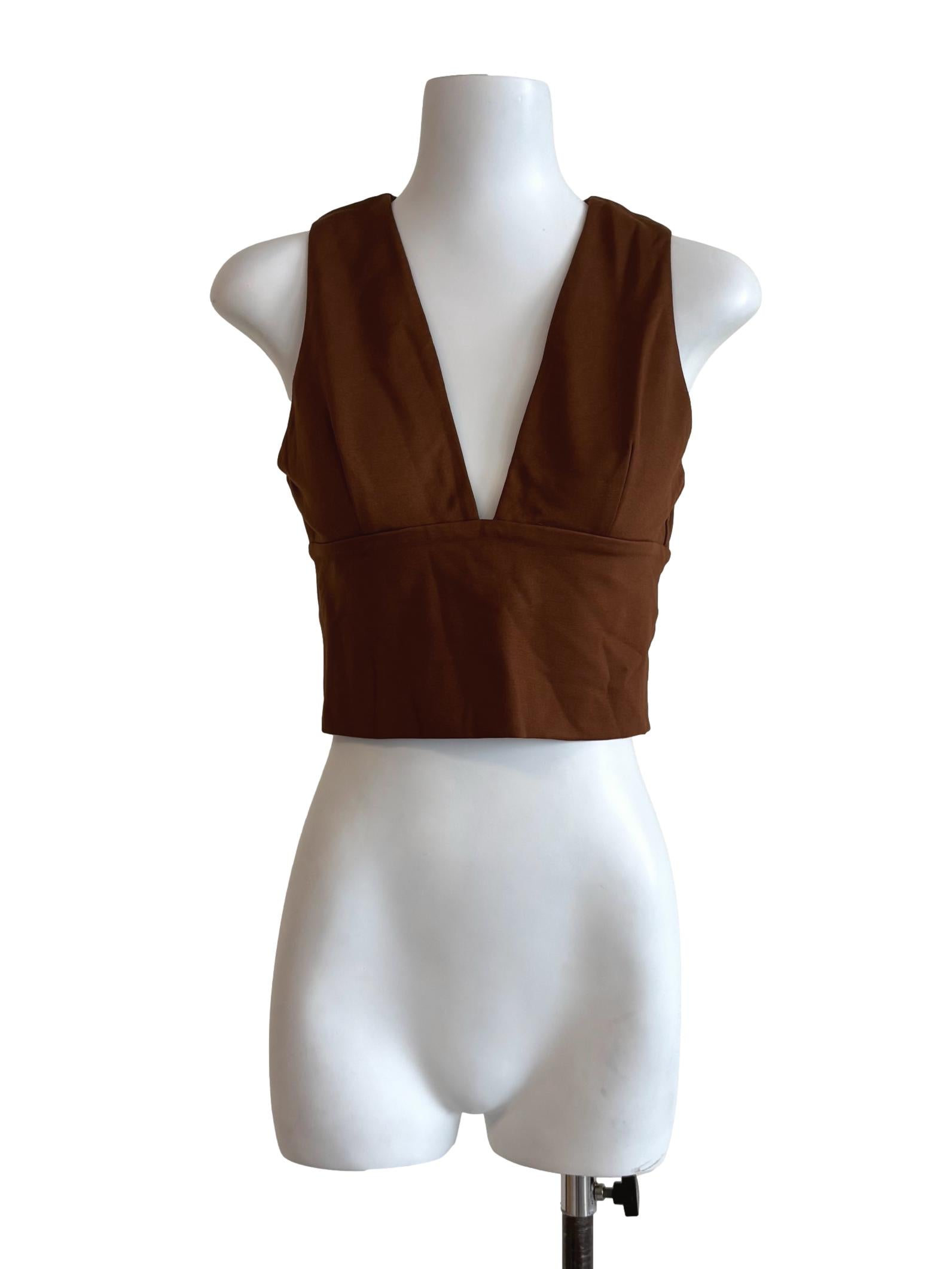 Brownie V-Neck Crop Top LB