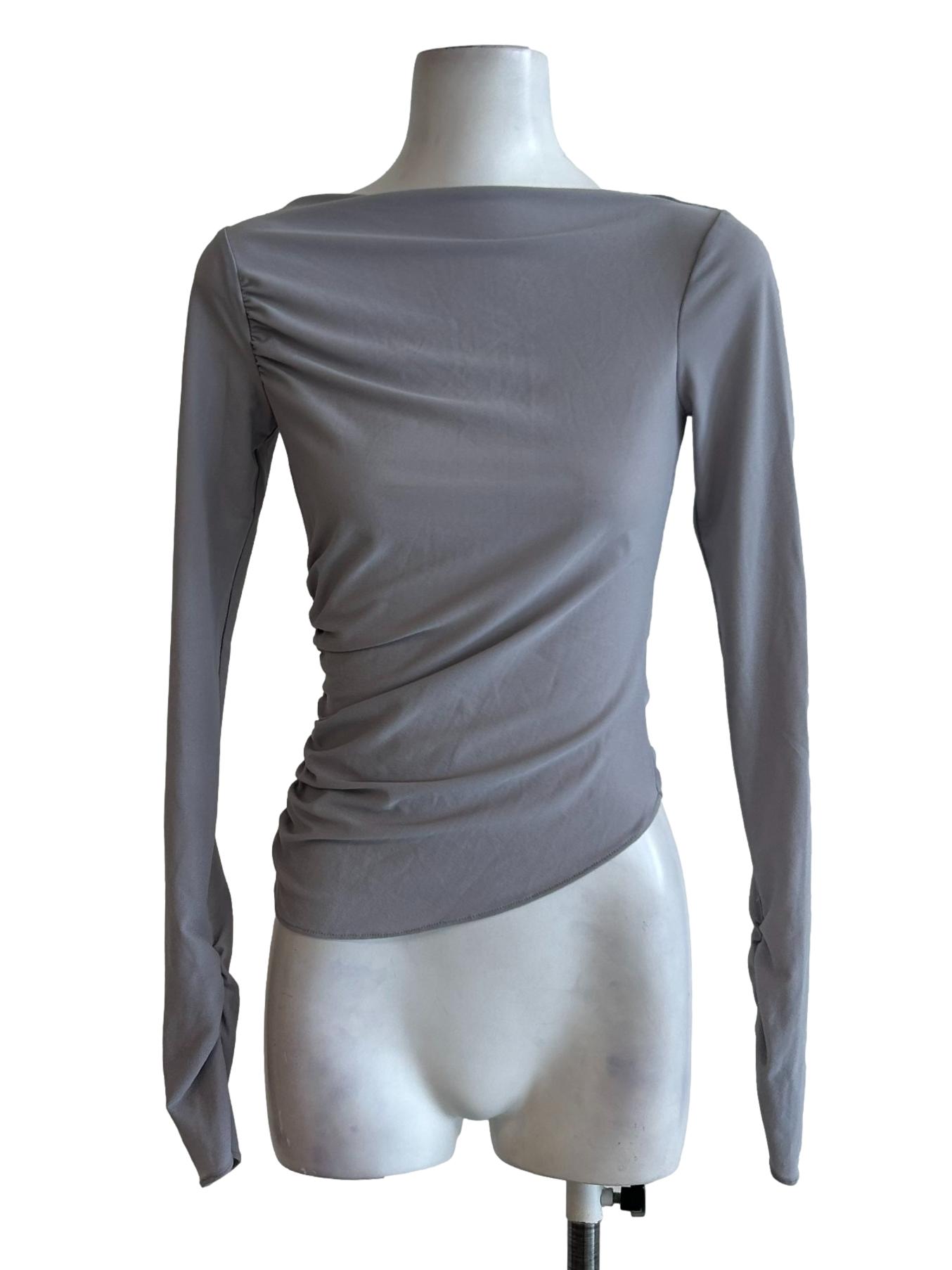 Light Grey Boat Neck Top