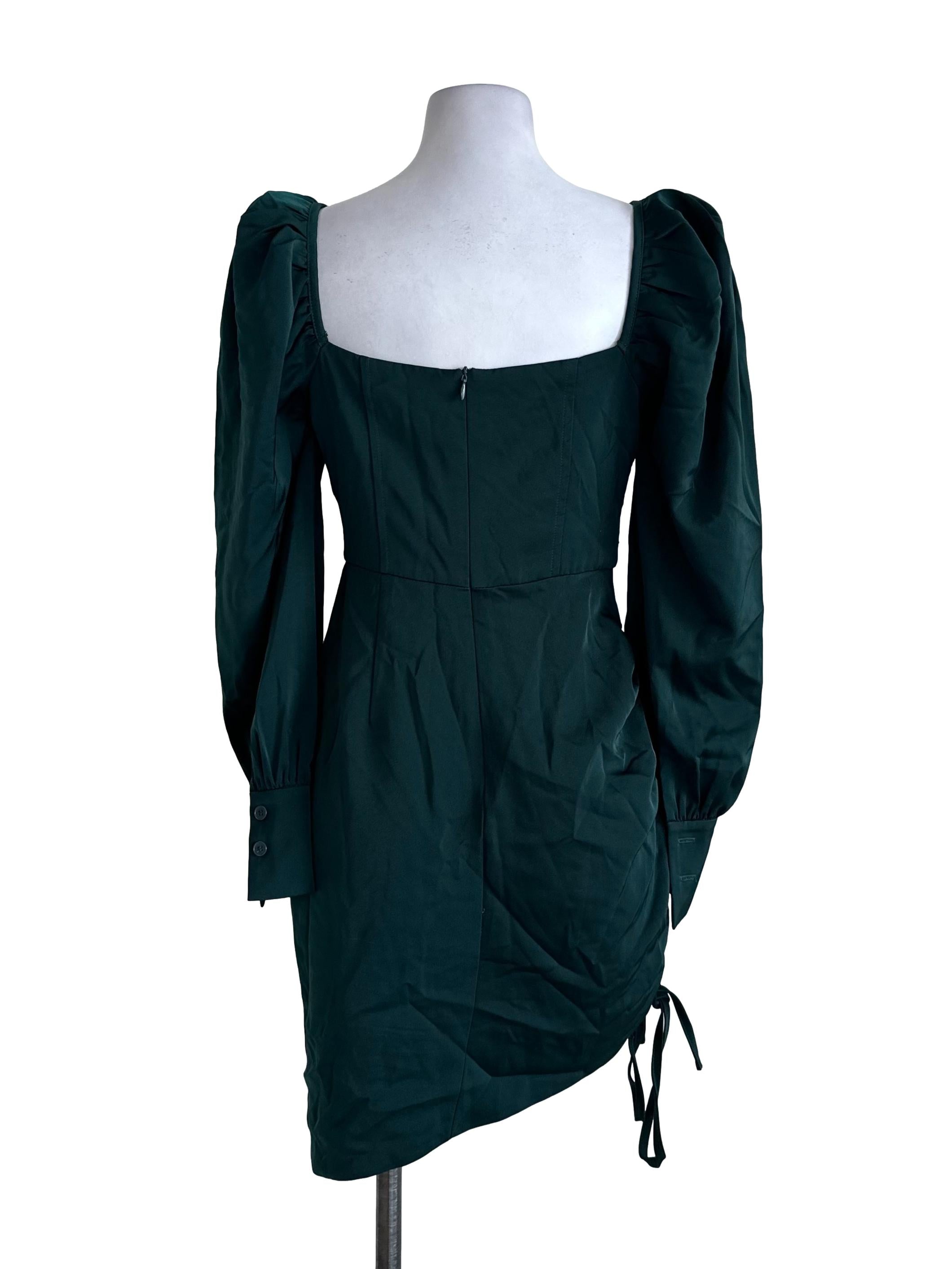 Emerald Green Long Sleeve Asymmetric Dress
