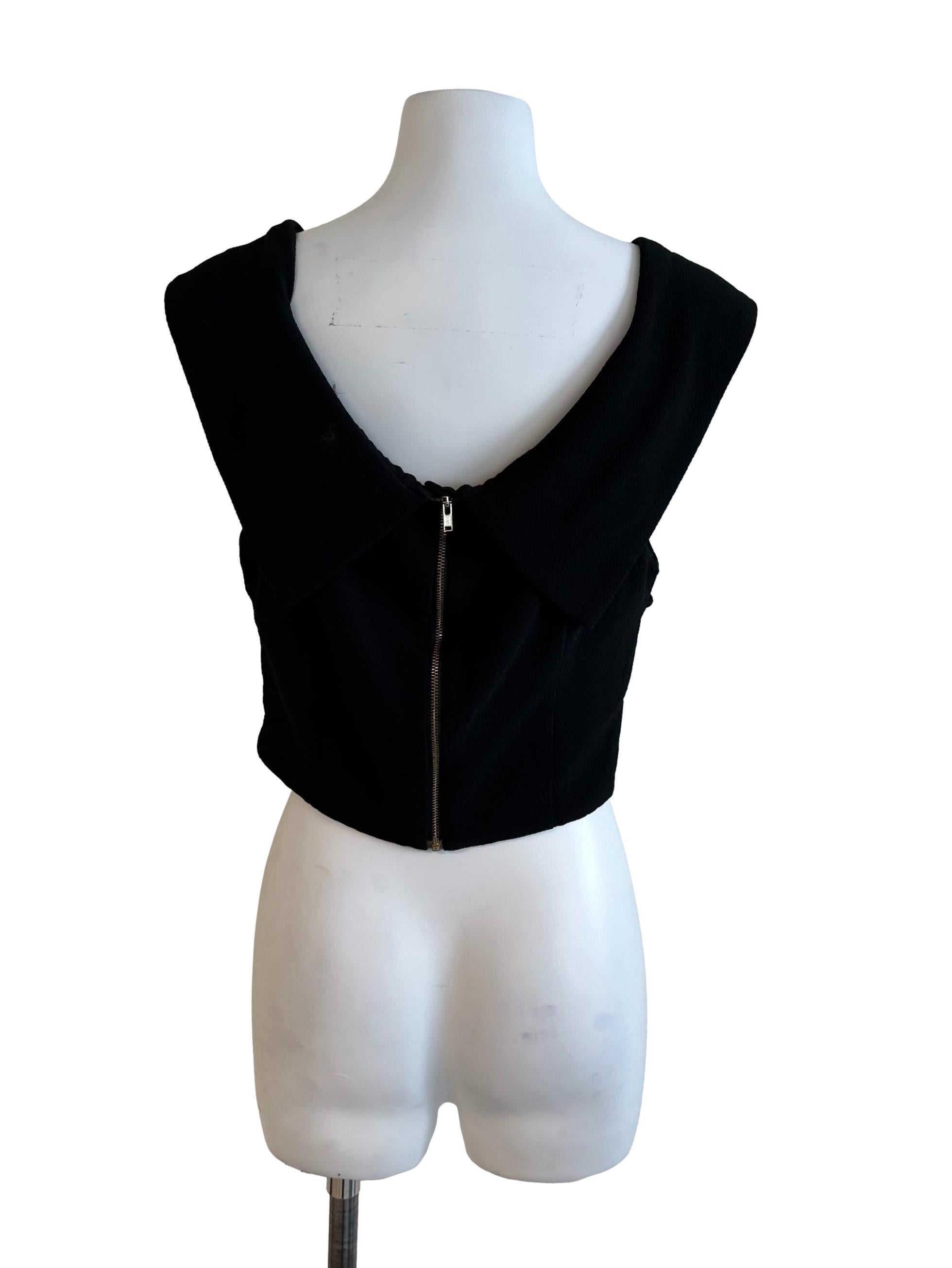 Raven Black V Neck Overlap Fitted Top