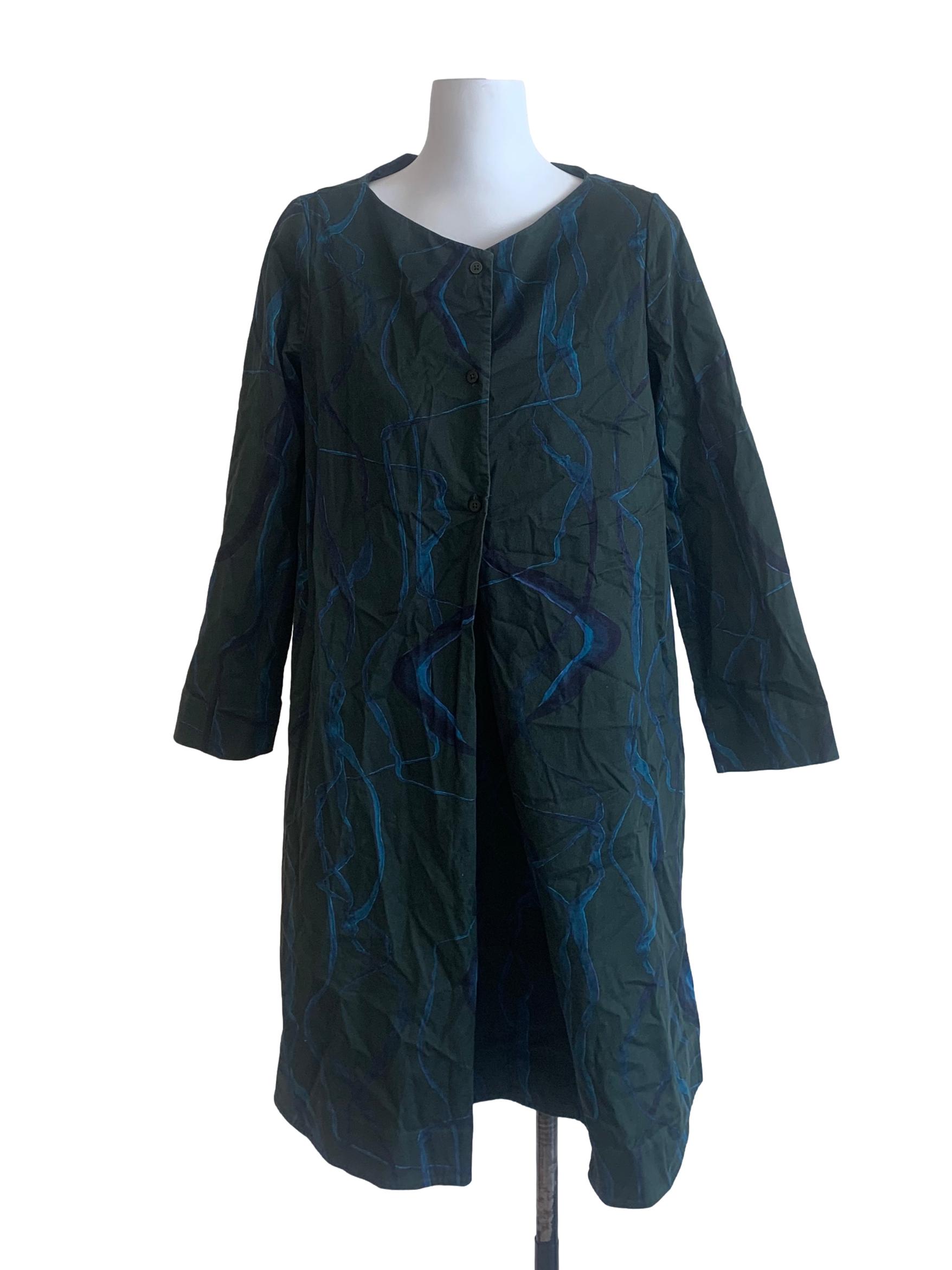 Moss Green Pattern Long Sleeve Dress