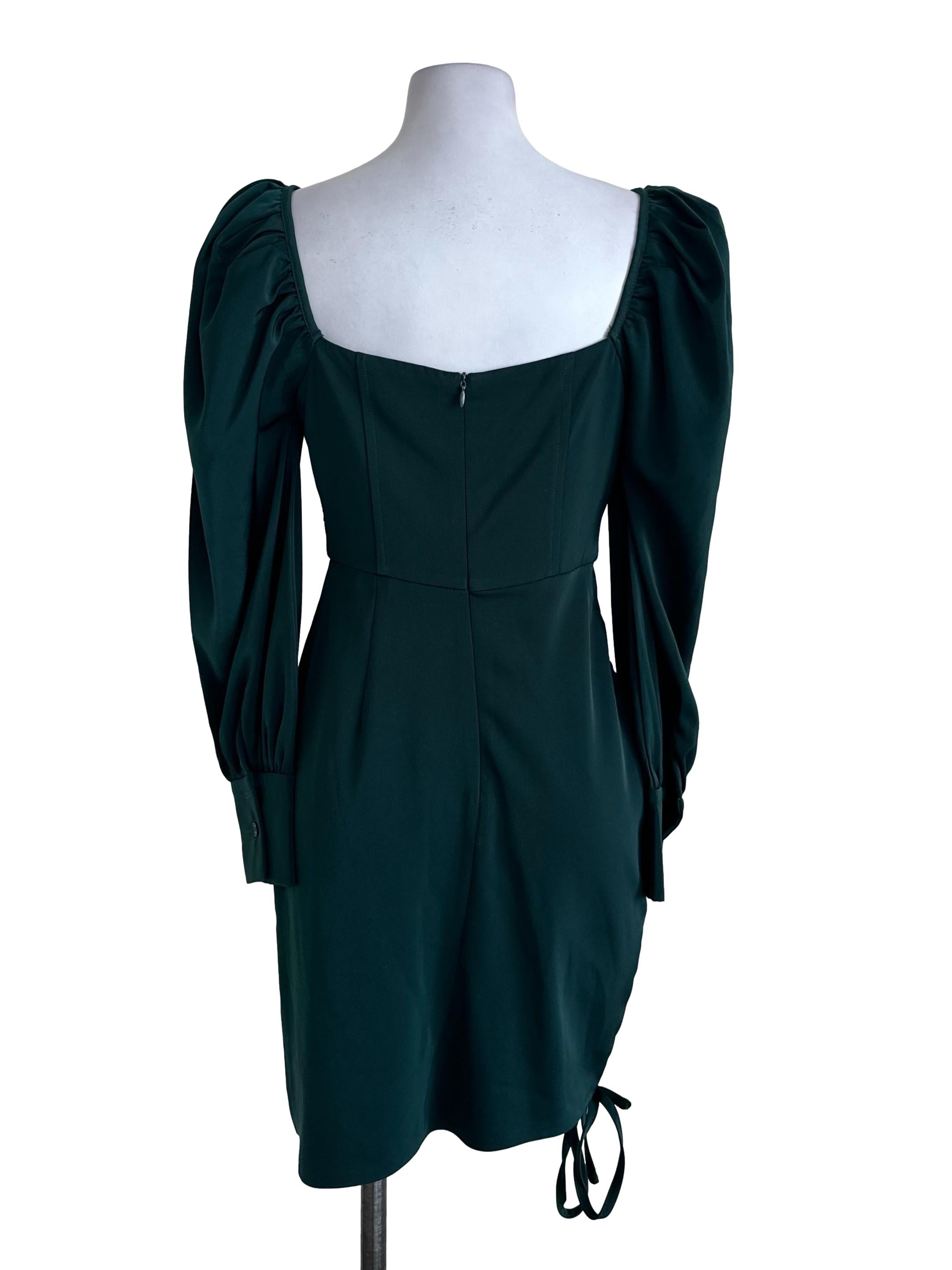 Emerald Green Long Sleeve Asymmetric Dress