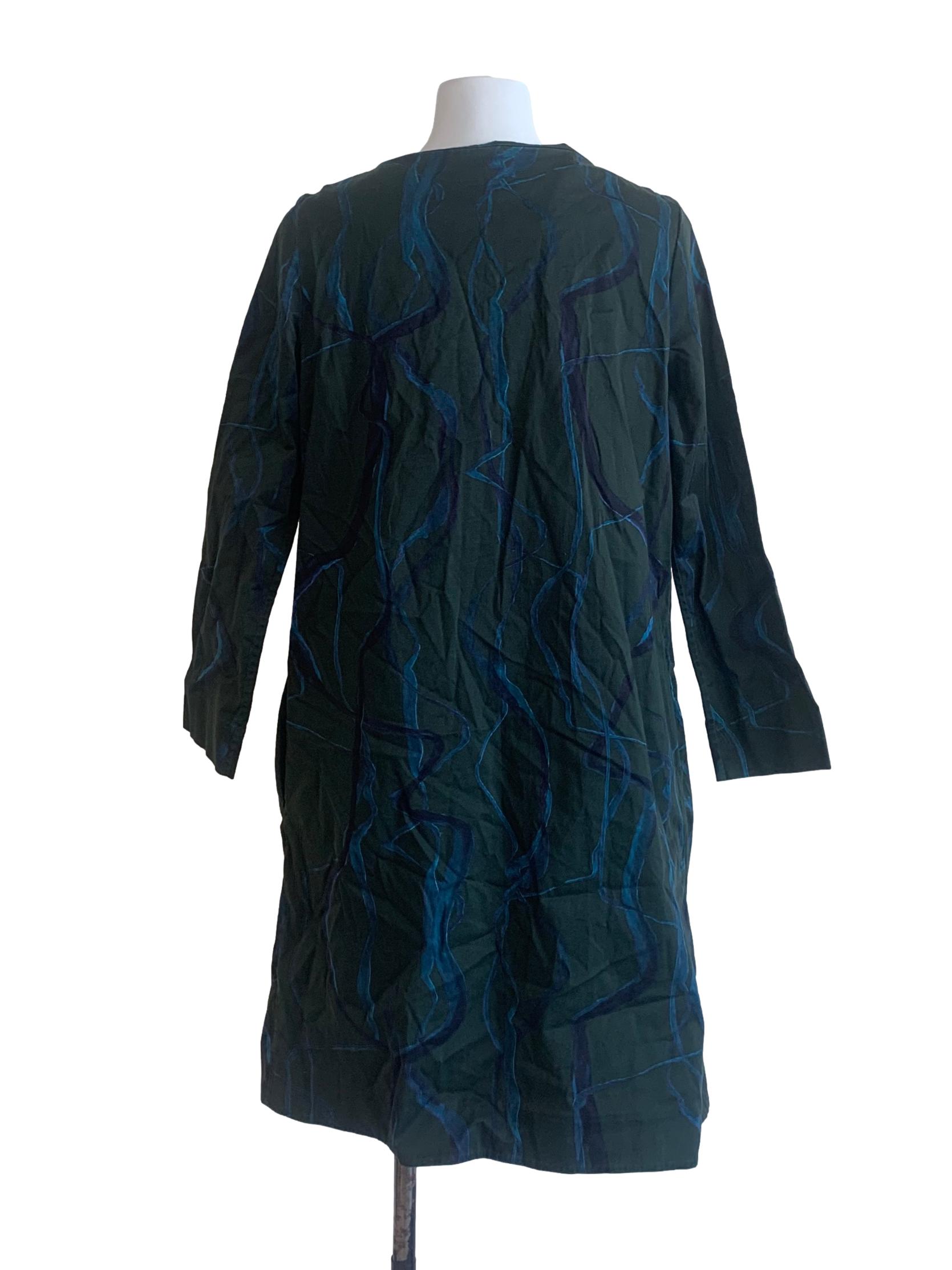 Moss Green Pattern Long Sleeve Dress