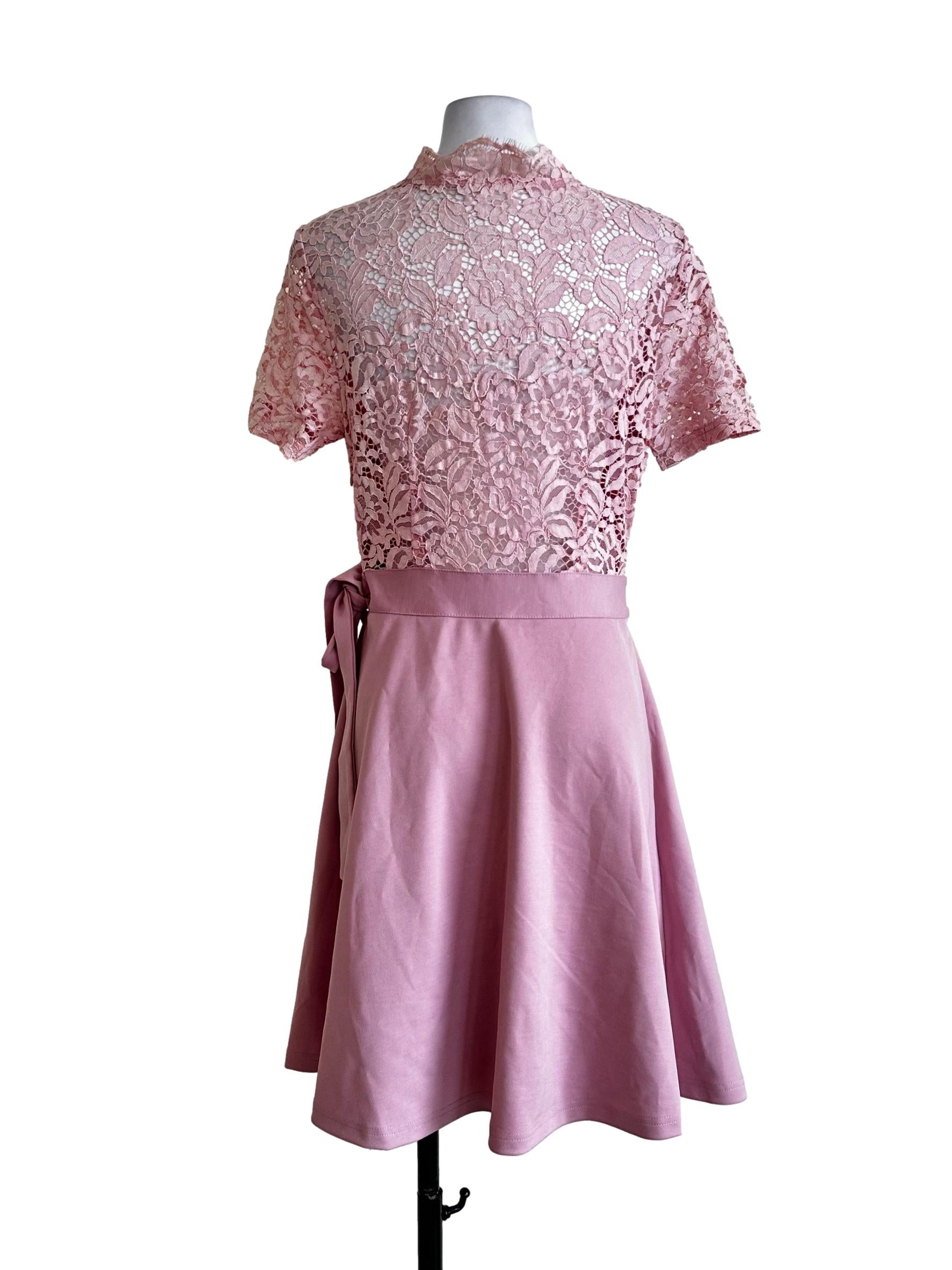 Watermelon Pink Lace Pattern Dress
