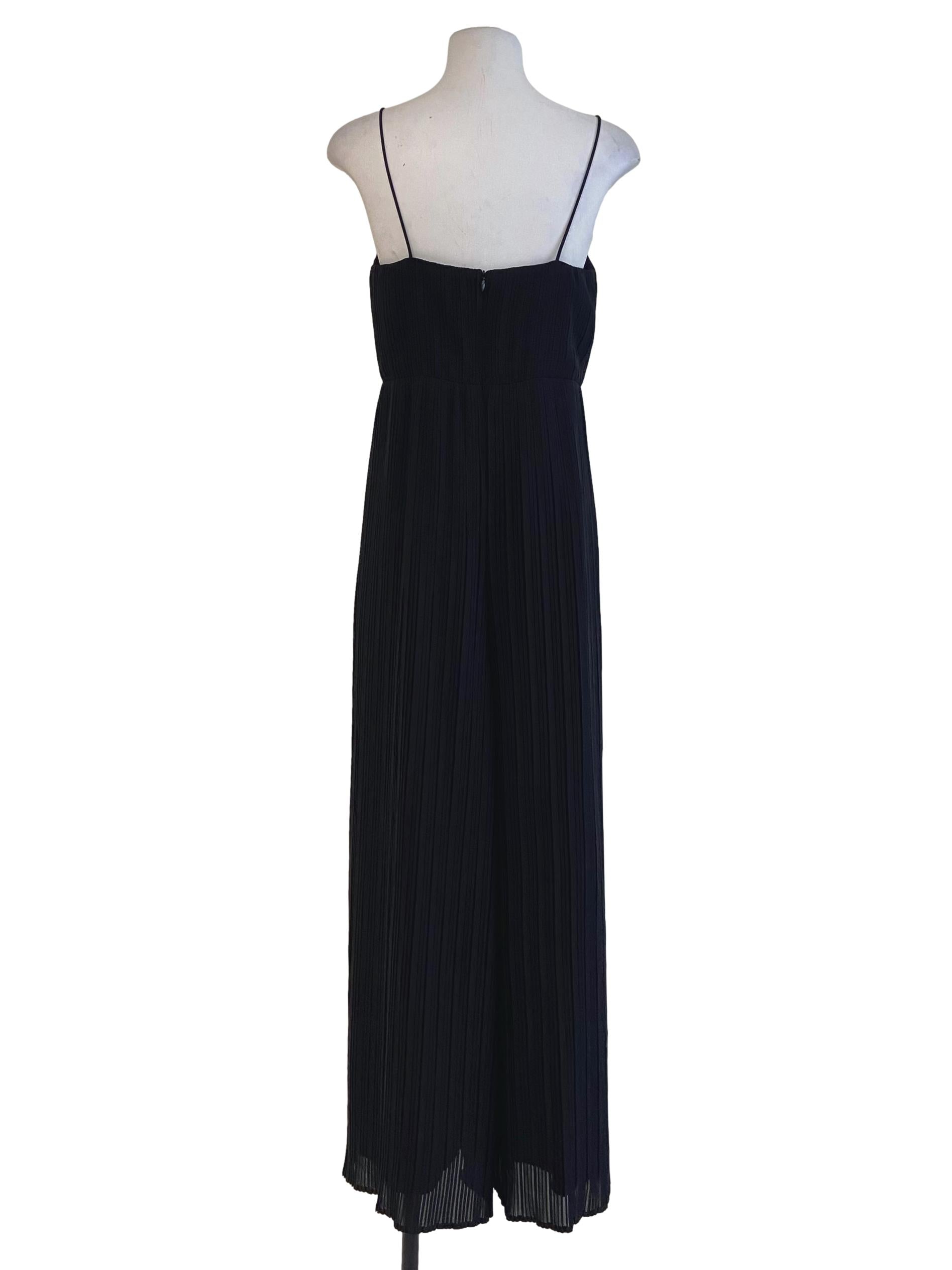 Black Spaghetti Strap Pleated Jumpsuit