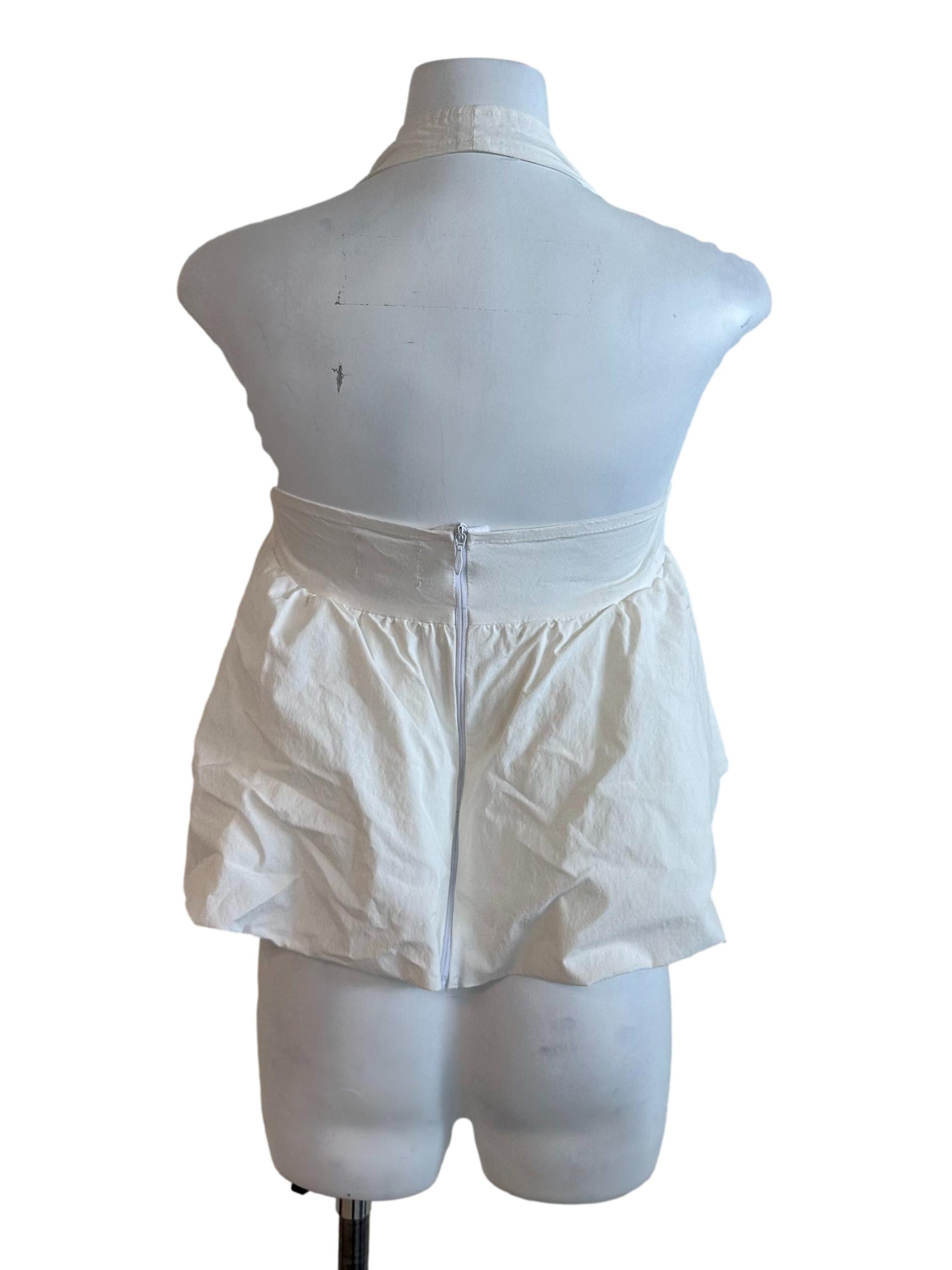 Pearl White Halter Bubble Babydoll Top