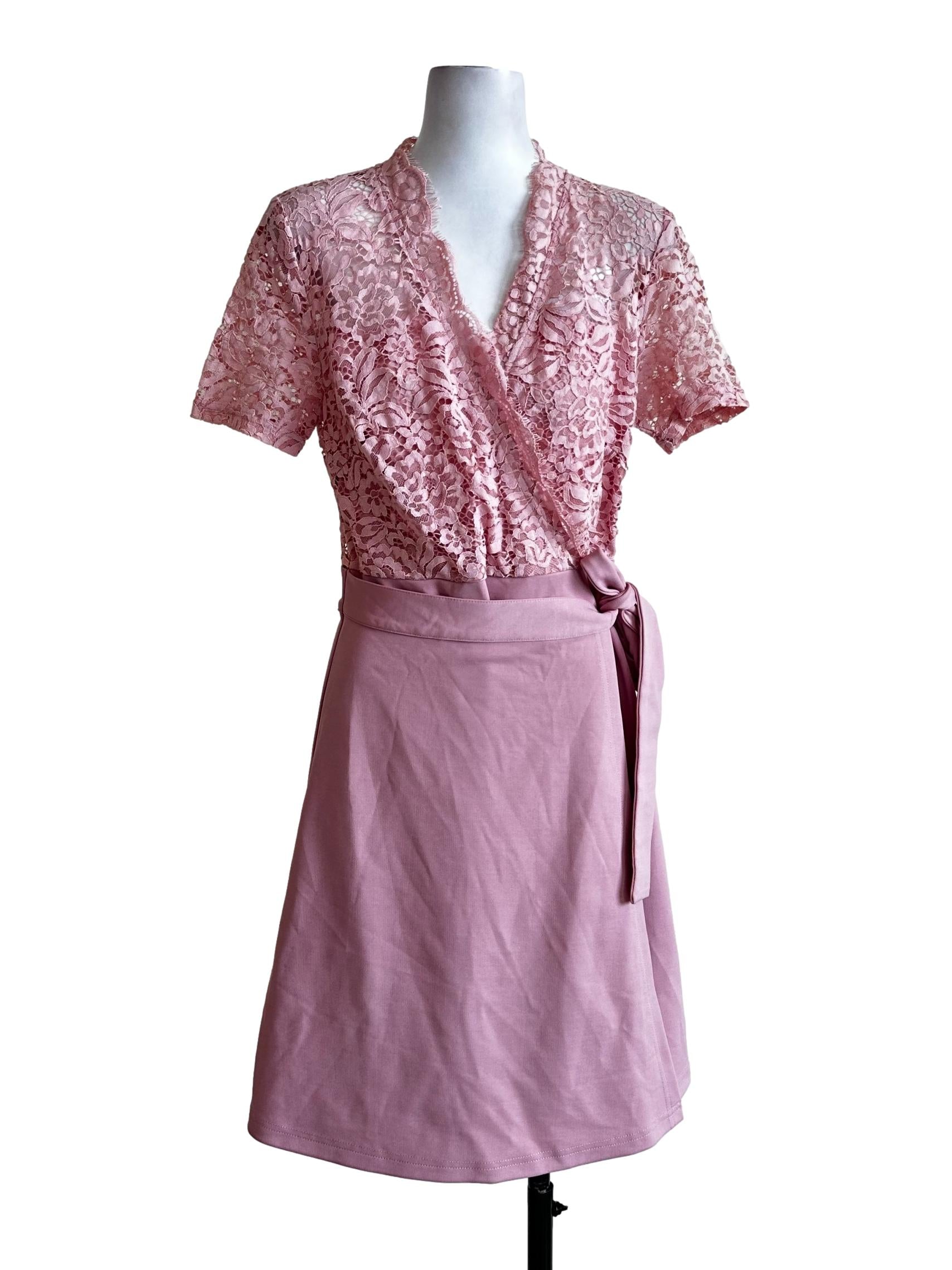 Watermelon Pink Lace Pattern Dress