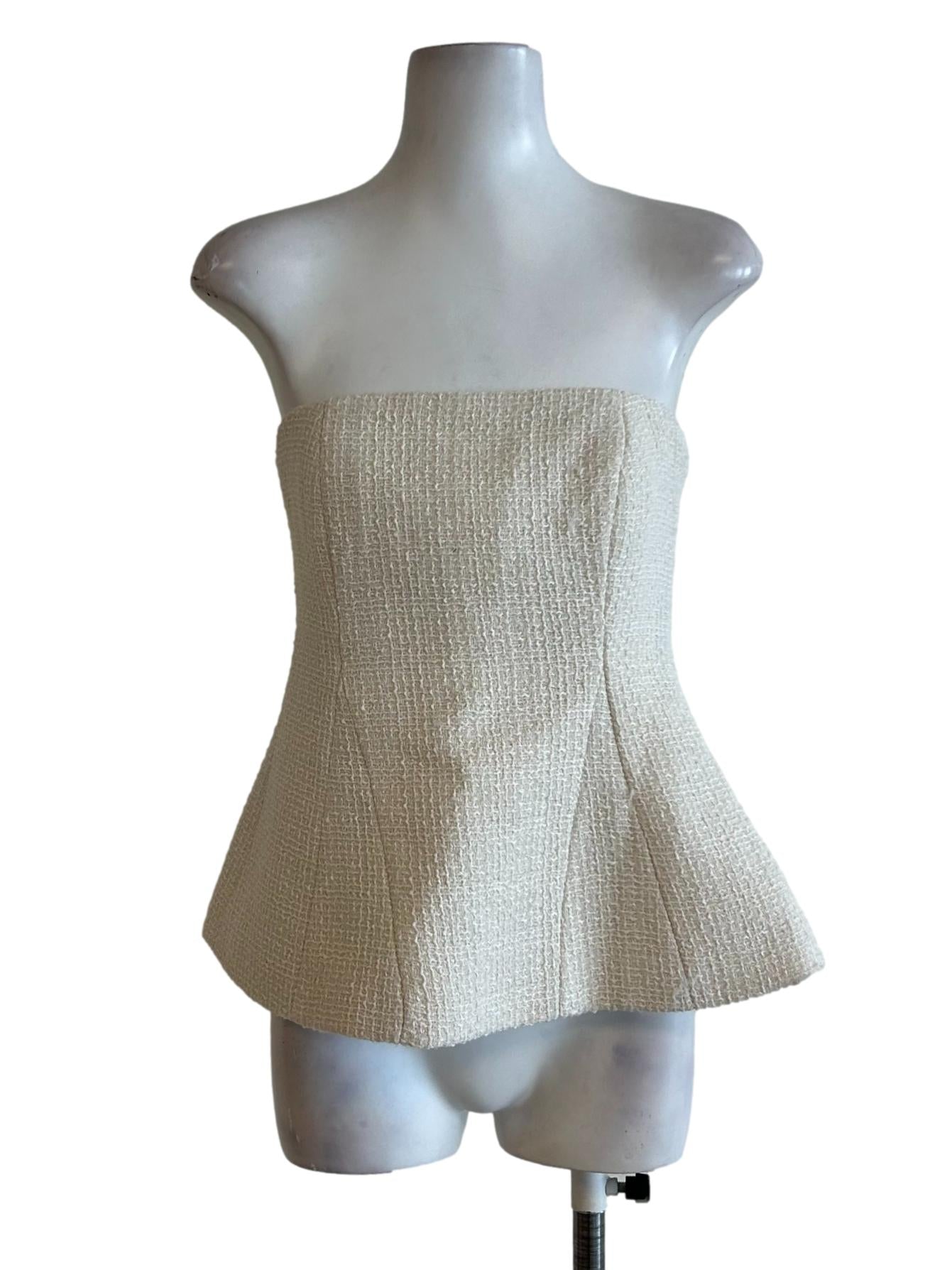 Ivory White Tweed Sleeveless Top