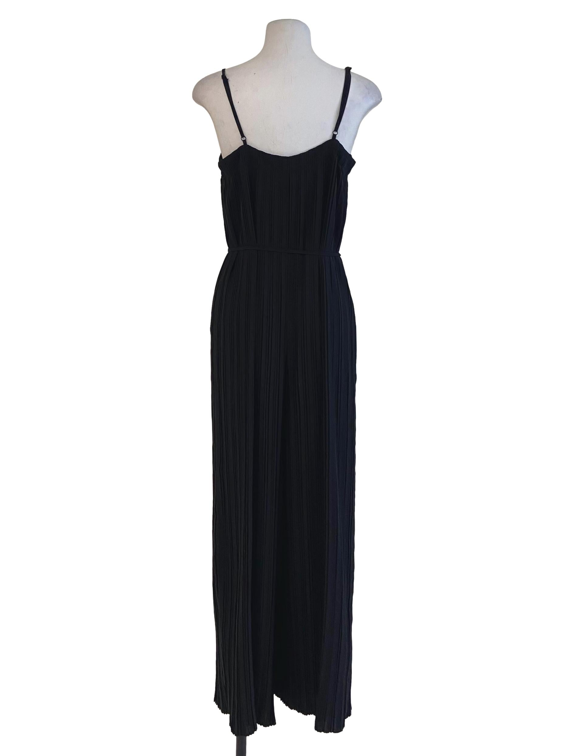 Black Spaghetti Straps Pleated Jumpsuit