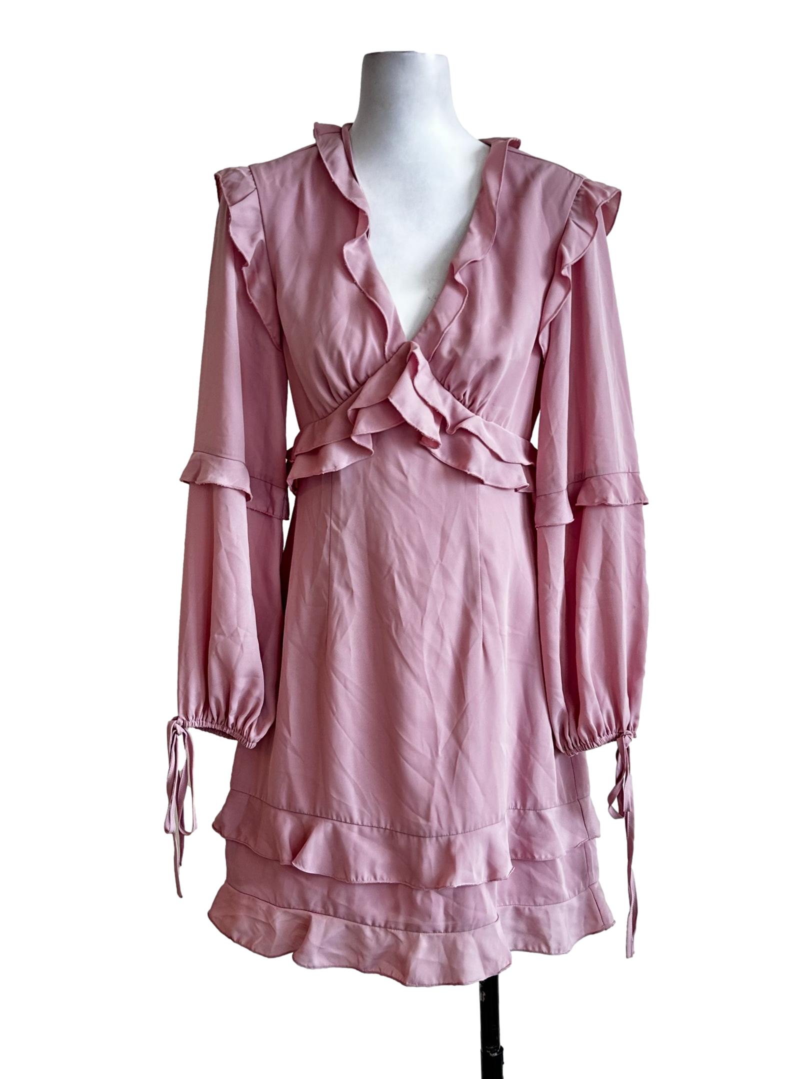 Watermelon Pink Ruffles Pattern Dress