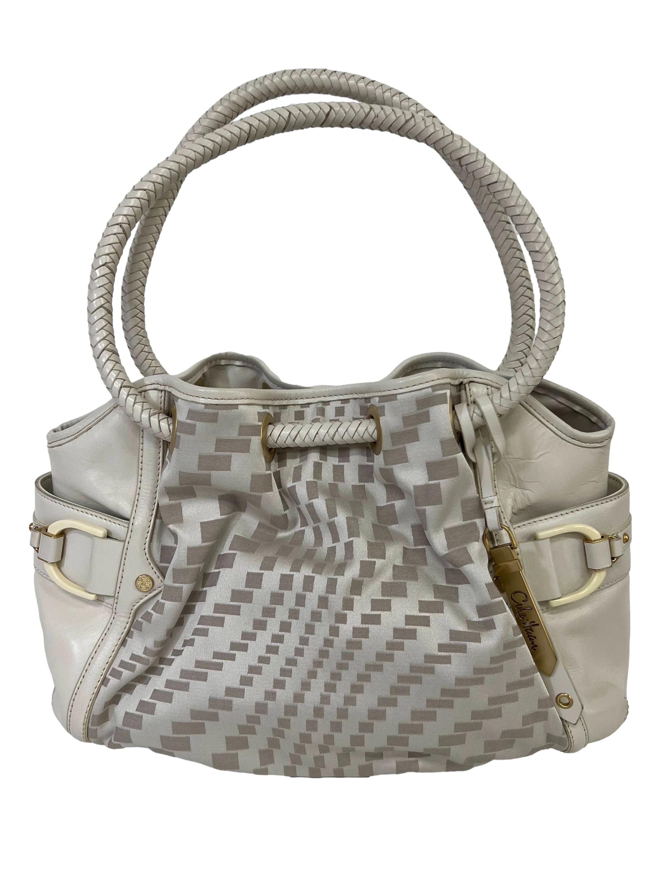 Off White Fabric Shoulder Bag CSN