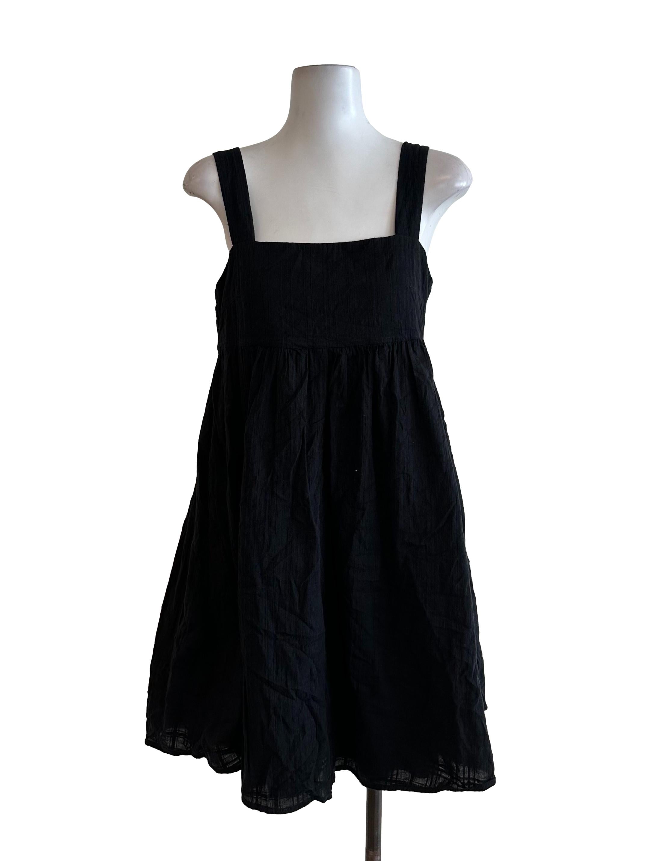 Onyx Black Square Neck Babydoll Dress