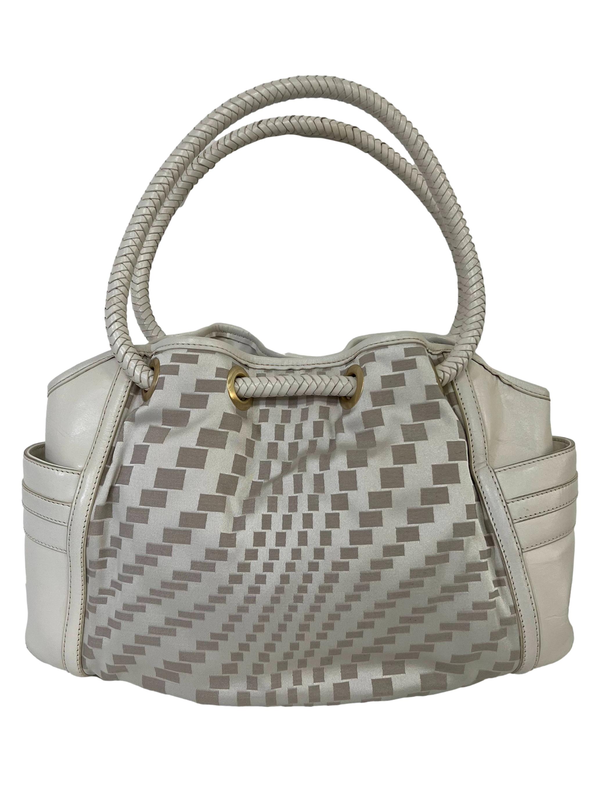 Off White Fabric Shoulder Bag CSN
