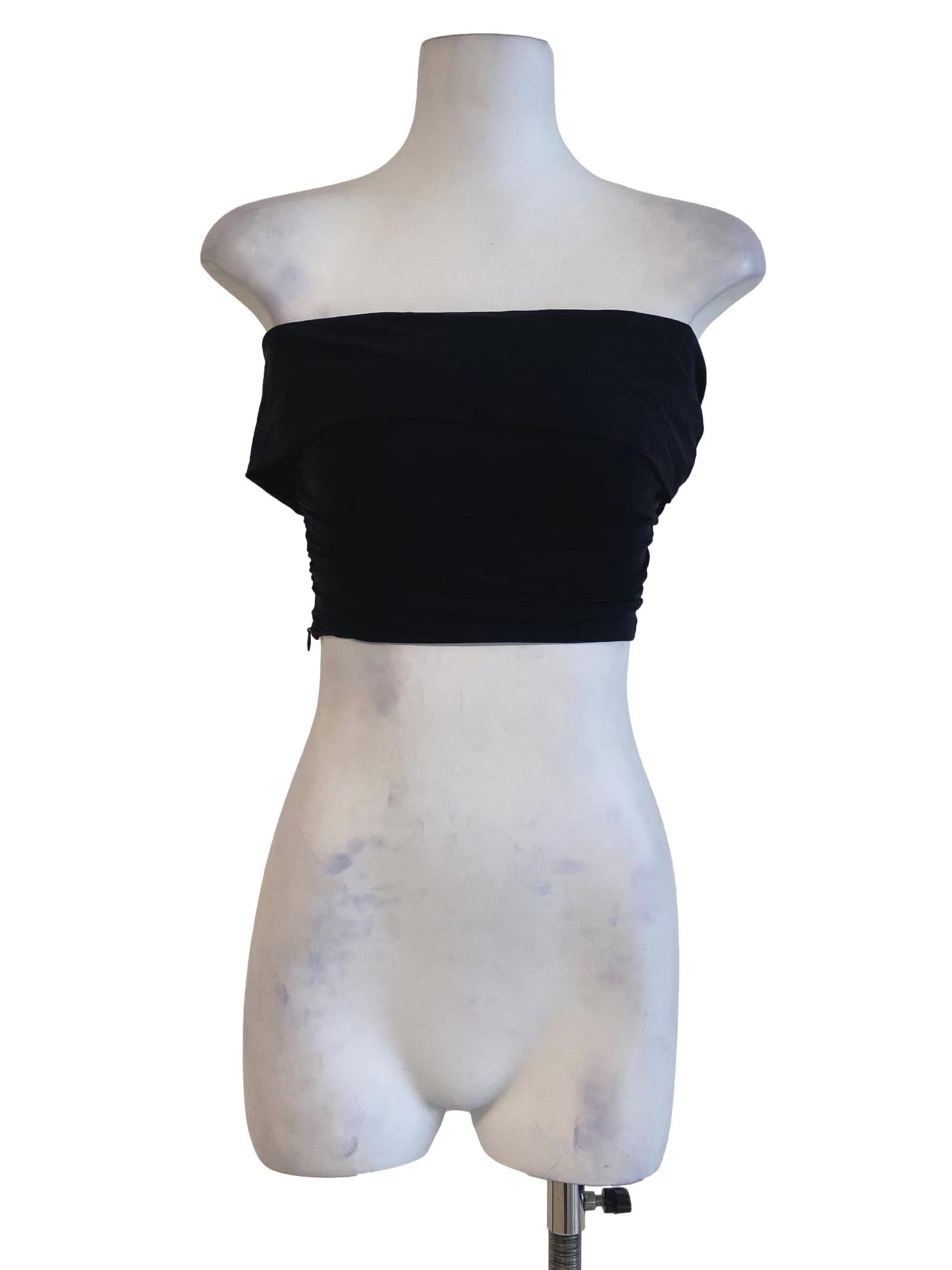 Black Strapless Crop Top