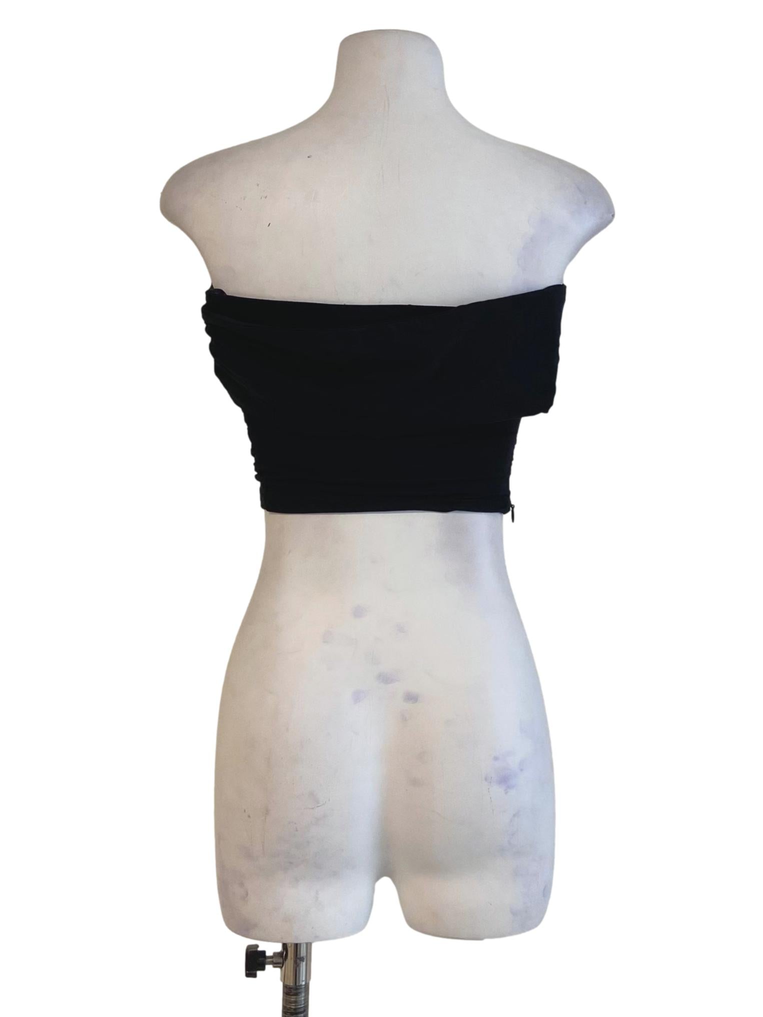 Black Strapless Crop Top