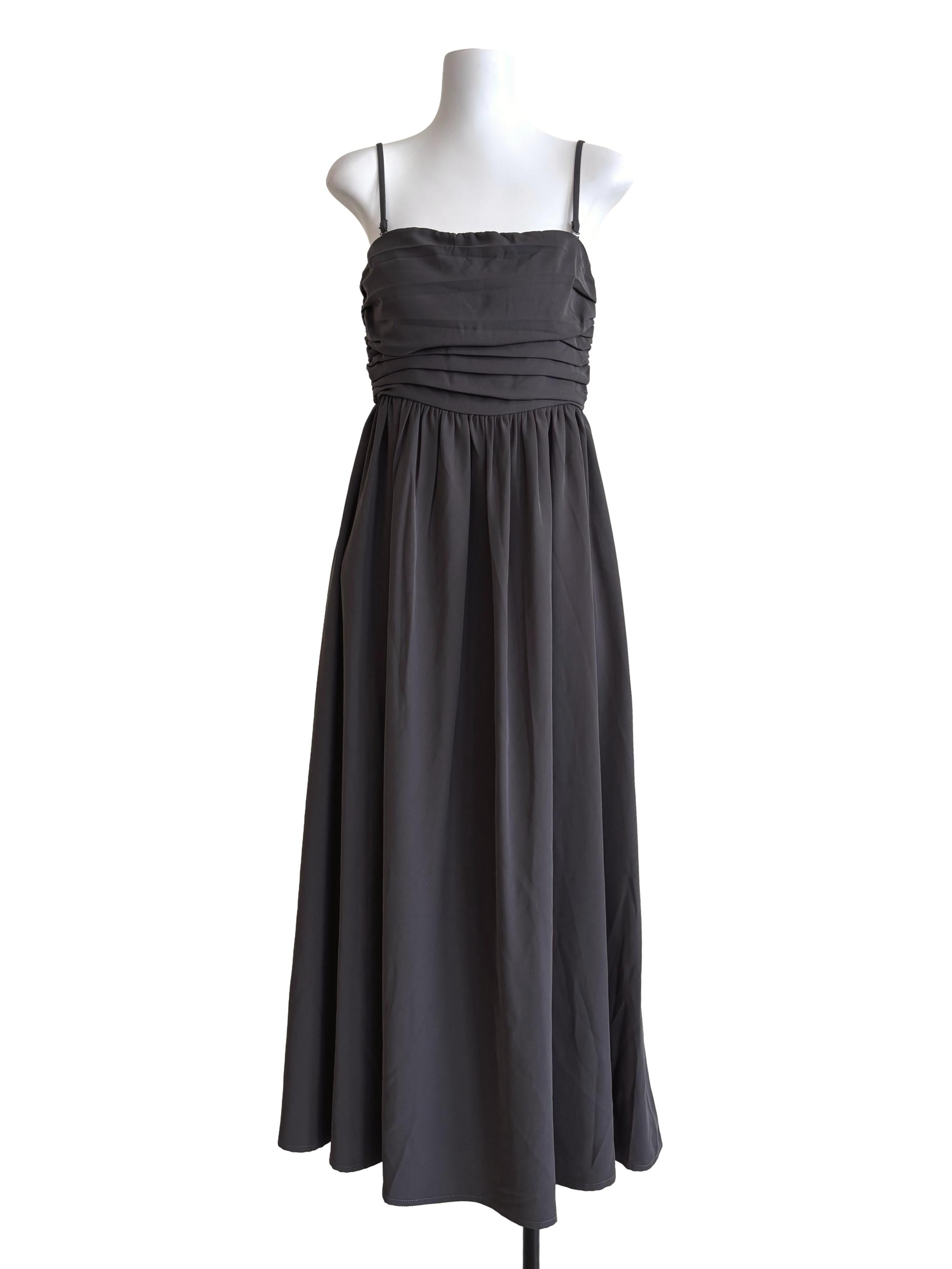 Abbey Grey Spaghetti Strap Flare Dress