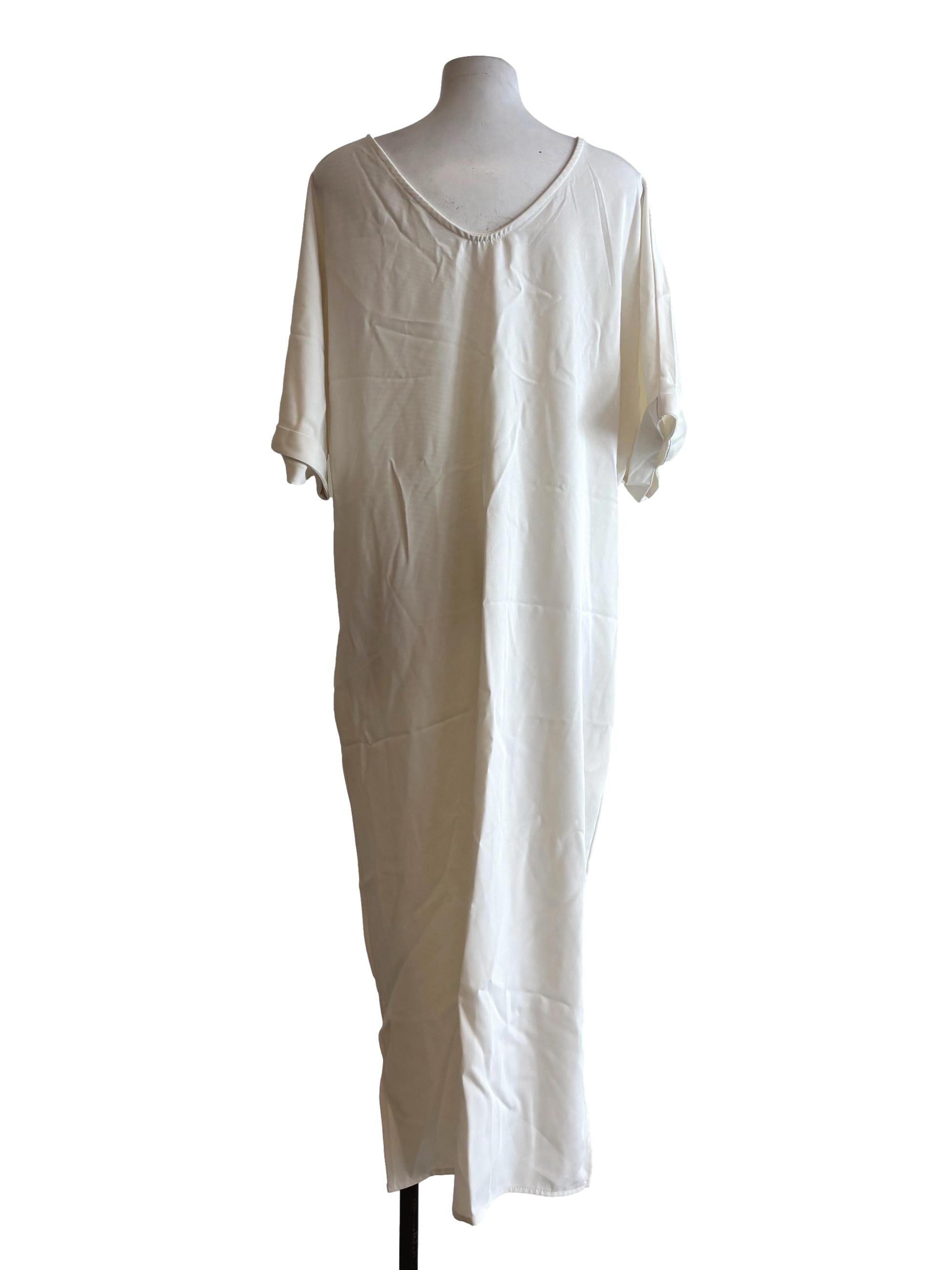 Pearl White Draped Front Satin Dress