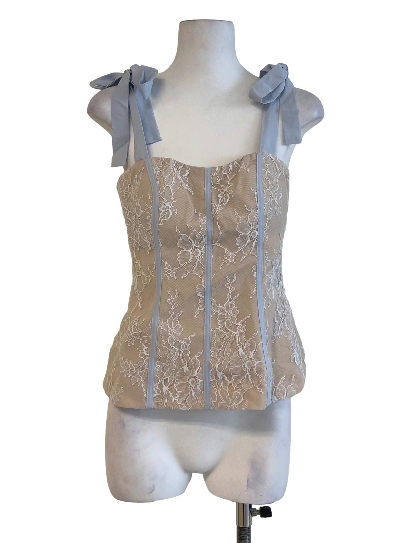 Ivory Beige And White Floral Lace Sleeveless Top