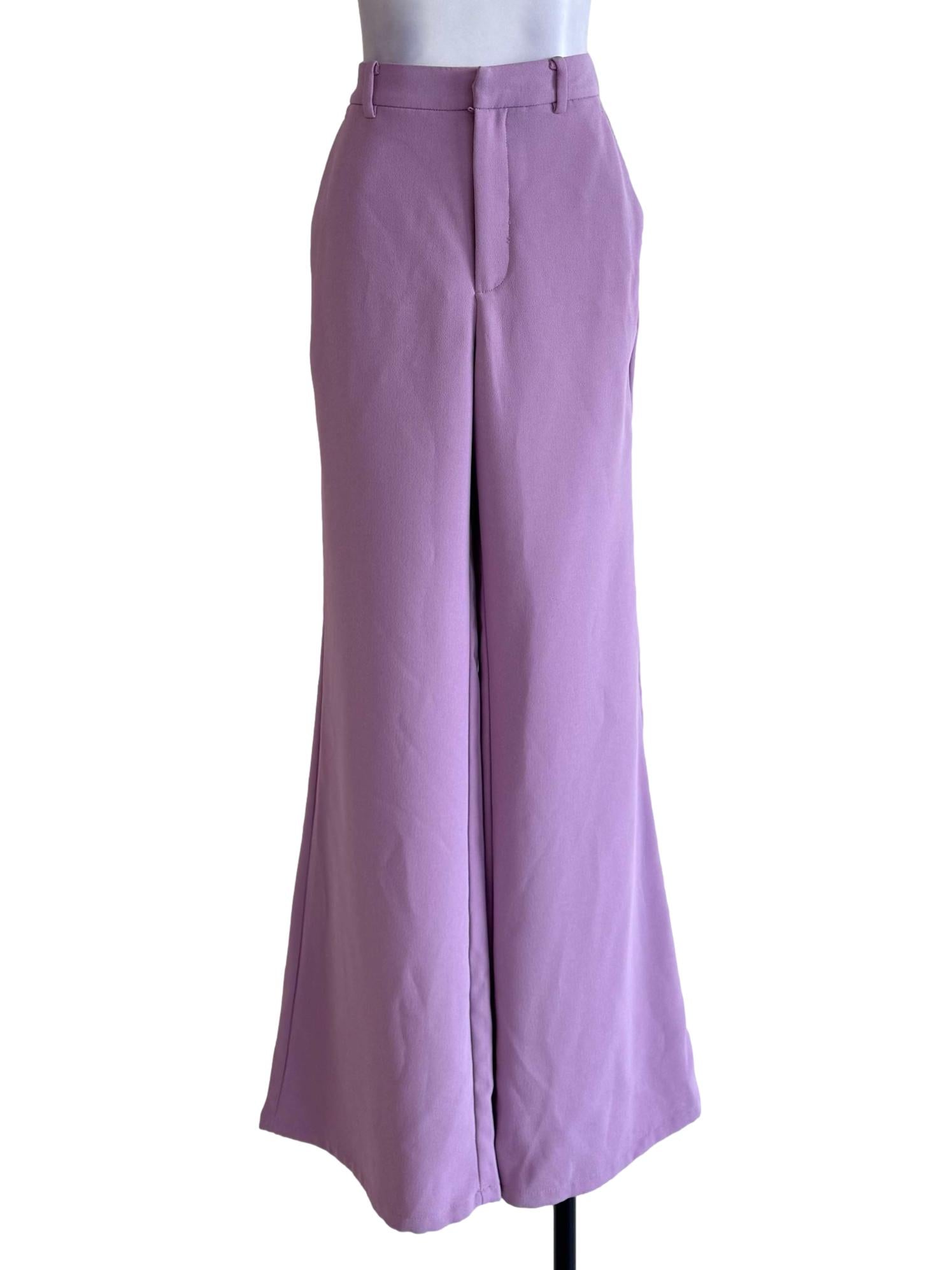 Lilac Purple Casual Long Pants