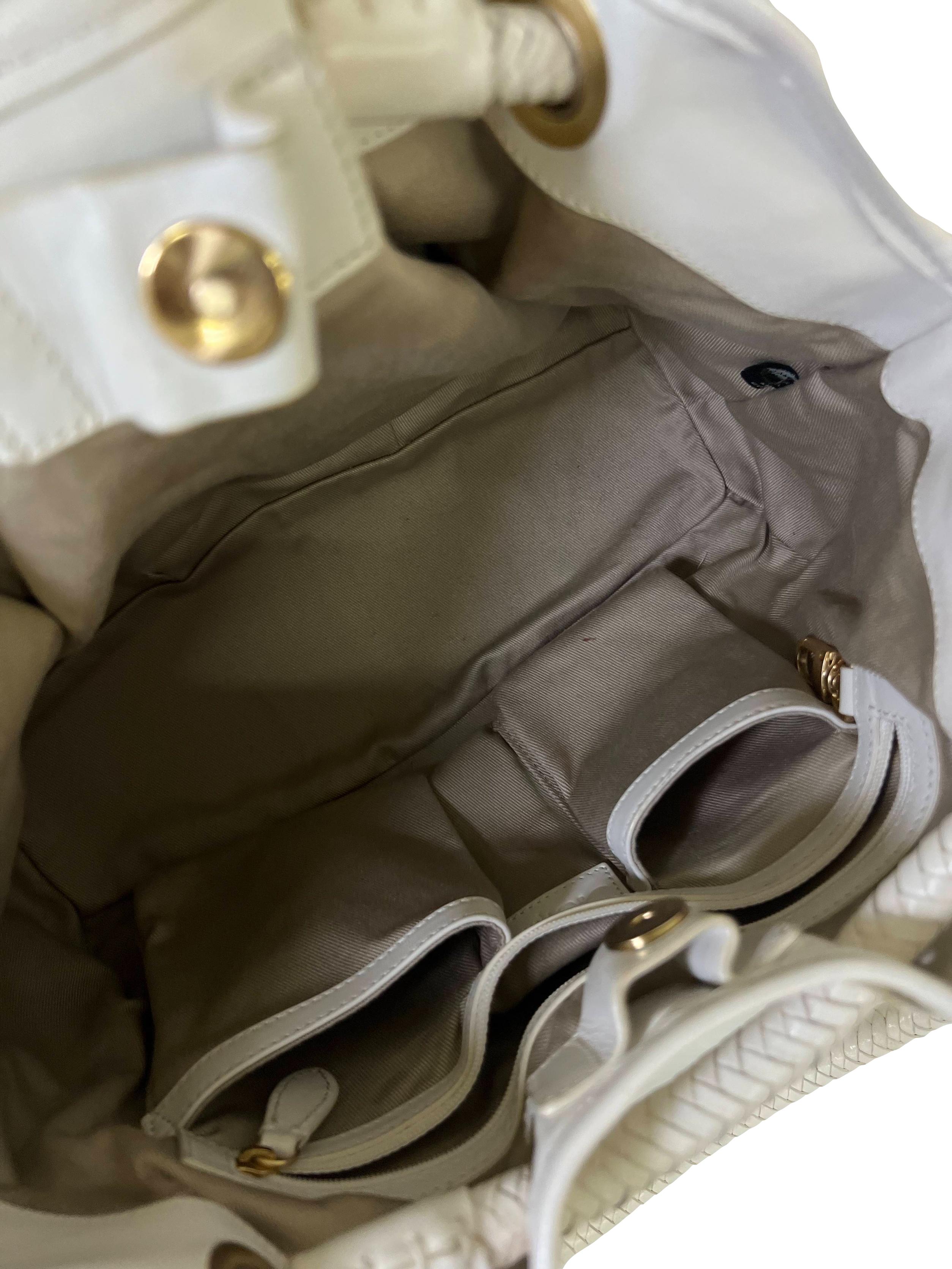 Off White Fabric Shoulder Bag CSN