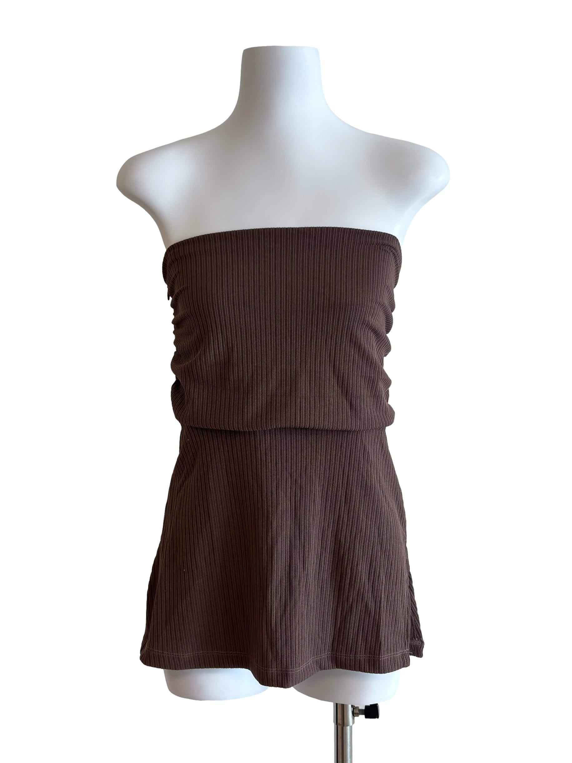 Coffee Brown Strapless Top