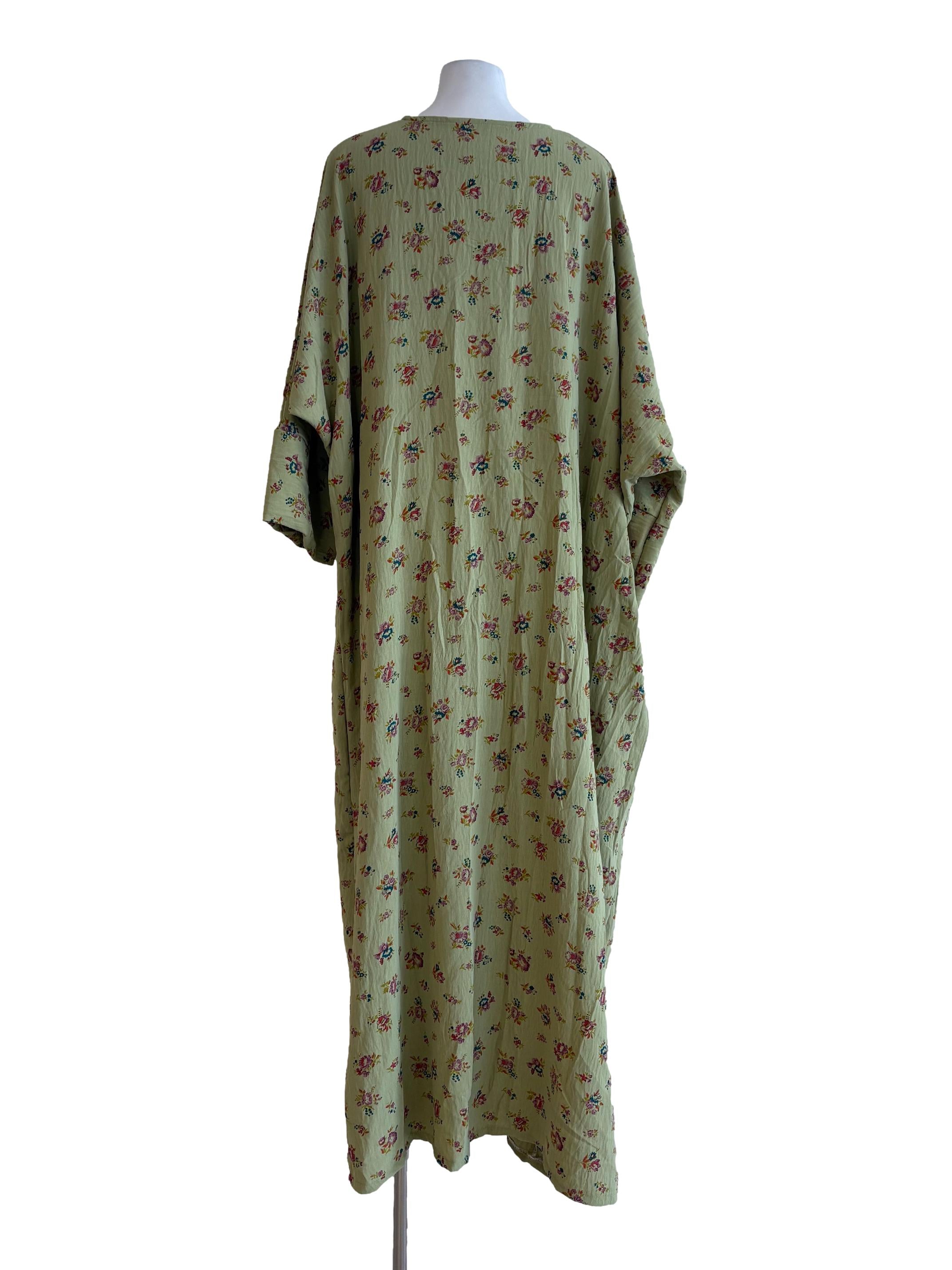 Sage Green Floral Batwing Dress